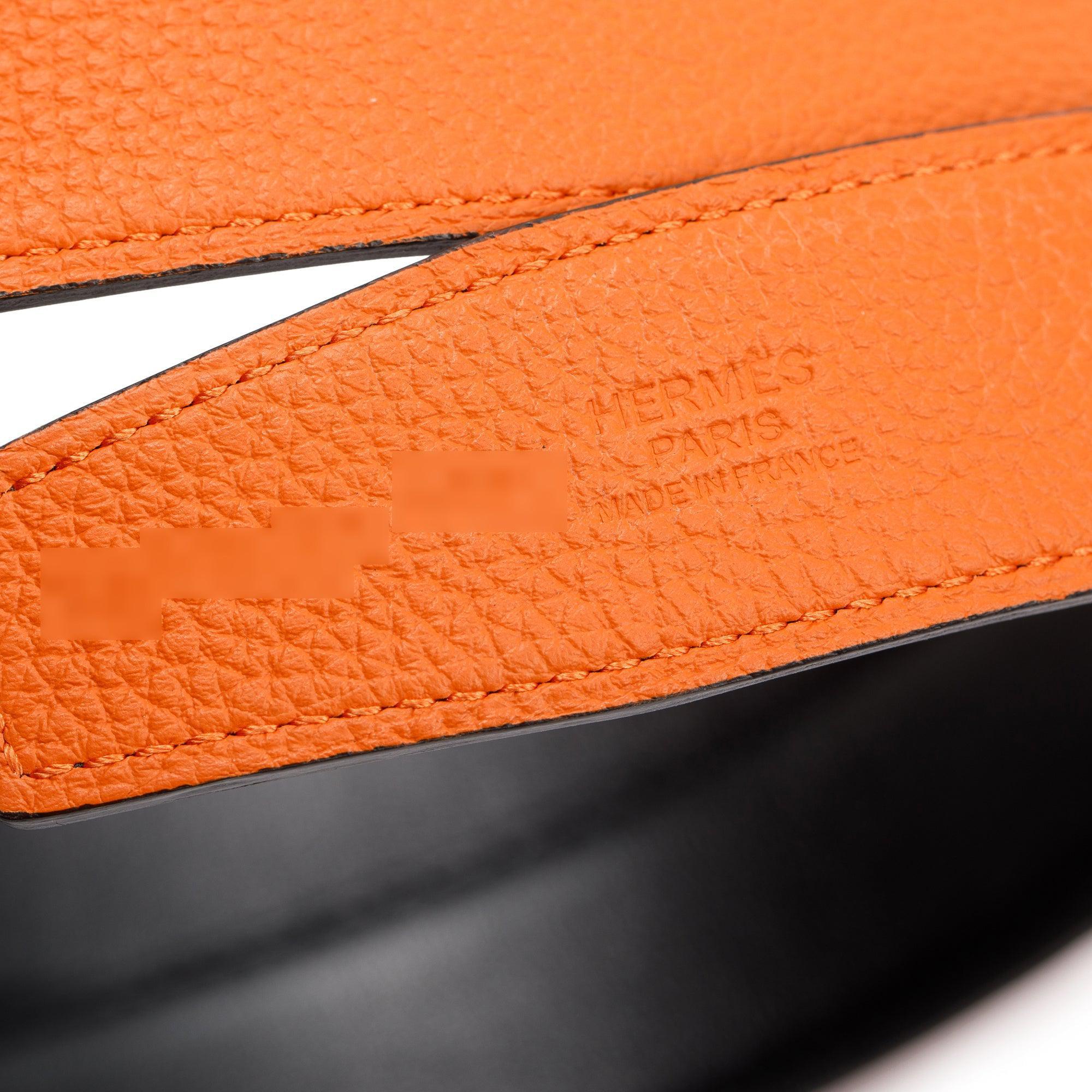Hermes 2021 Black Box Orange Togo Leather Reversible 32 mm H Belt Kit