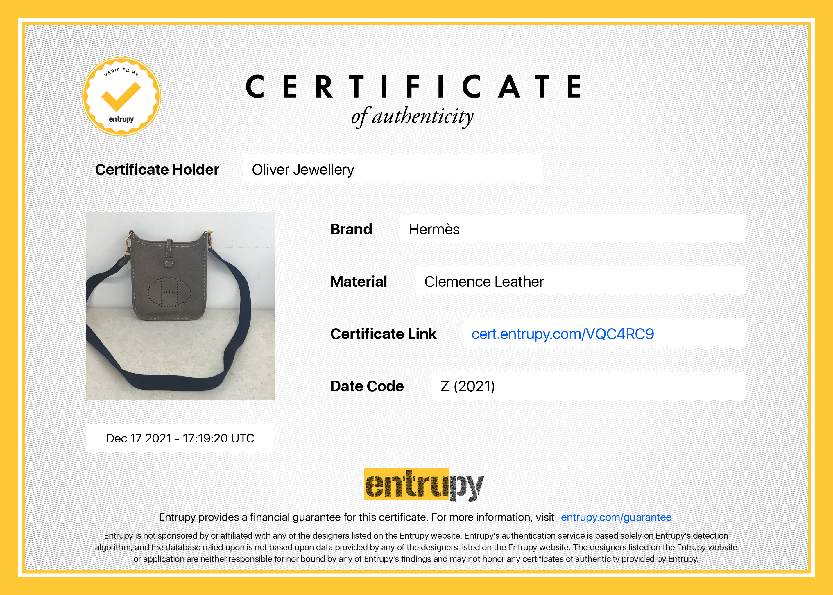 Hermes 2021 Clemence Amazon Evelyne TPM 16 w/ Box