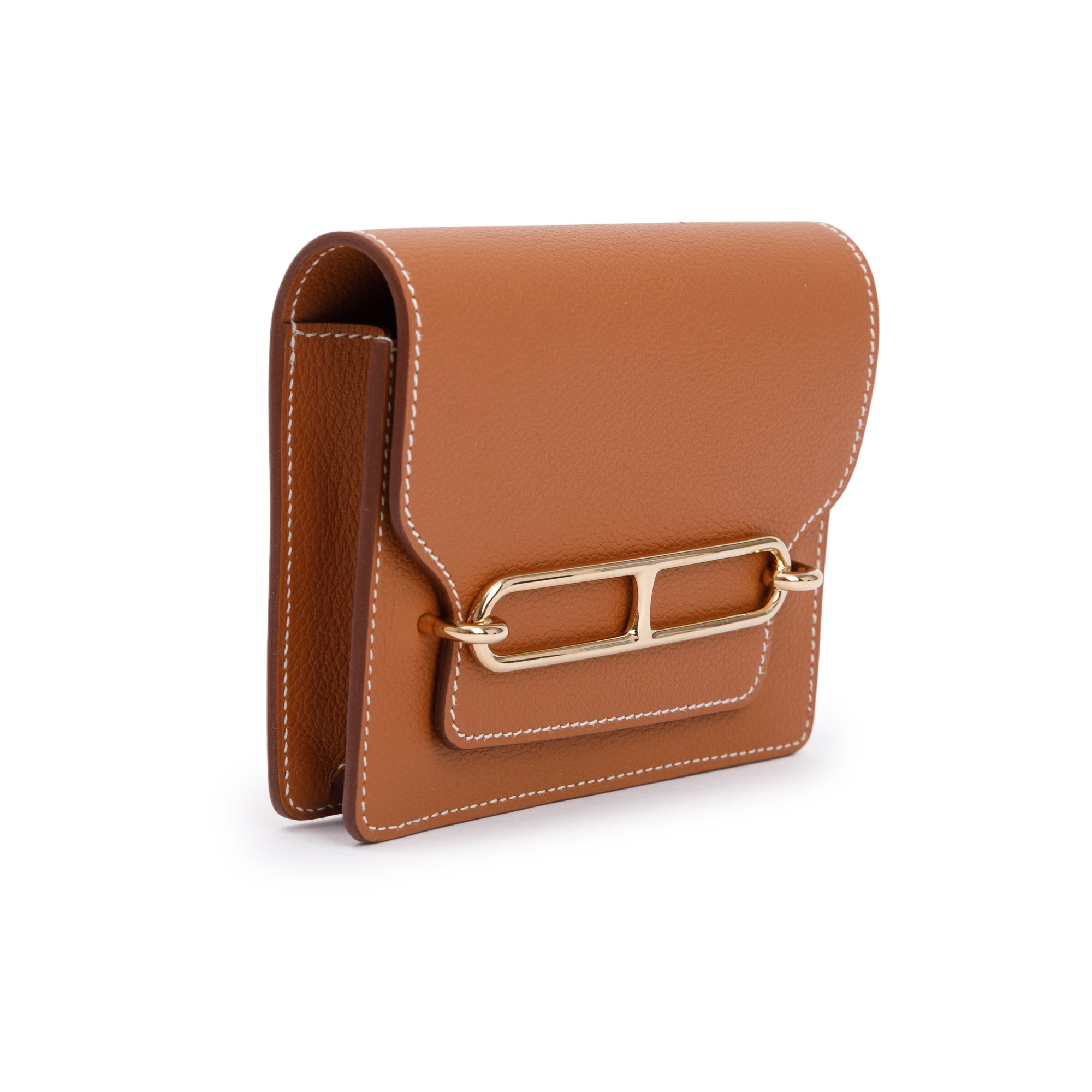 Hermes 2021 Gold Evercolor Roulis Slim Compact Wallet w/ Box, Insert & Receipt