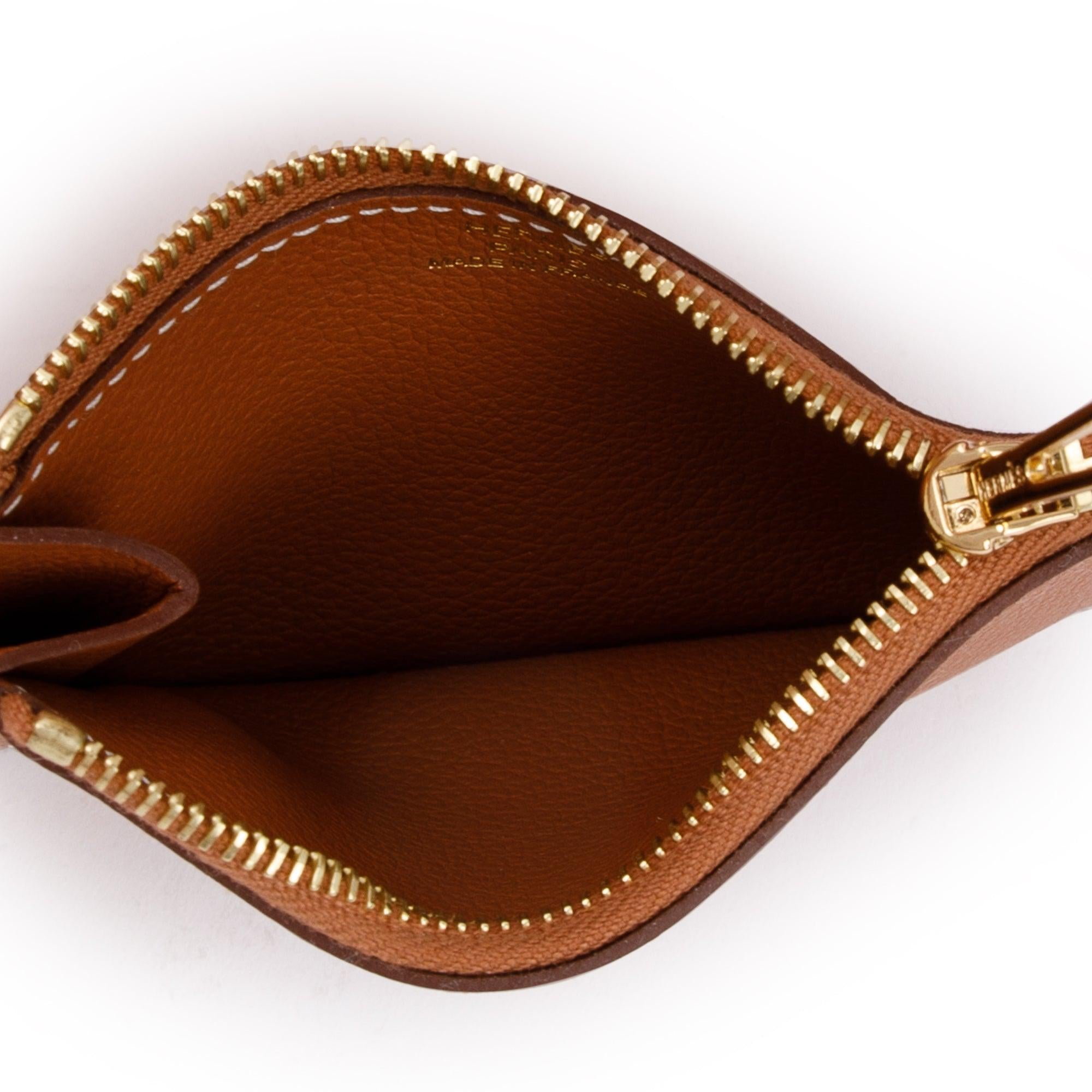 Hermes 2021 Gold Evercolor Roulis Slim Compact Wallet w/ Box, Insert & Receipt