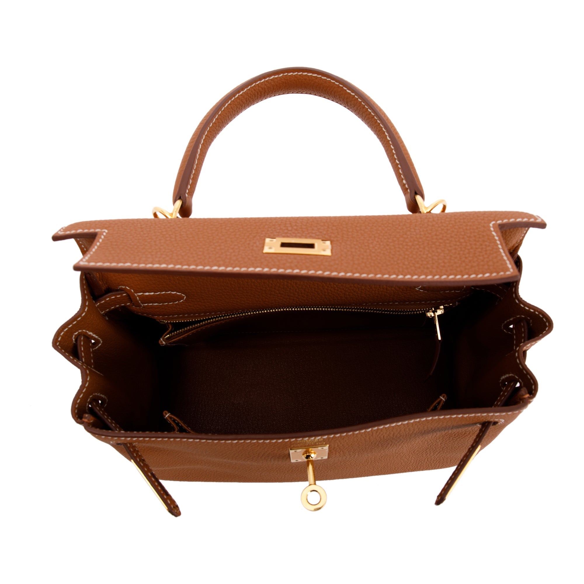 Hermes 2021 Gold Togo Kelly II Retourne 25 w/ Box