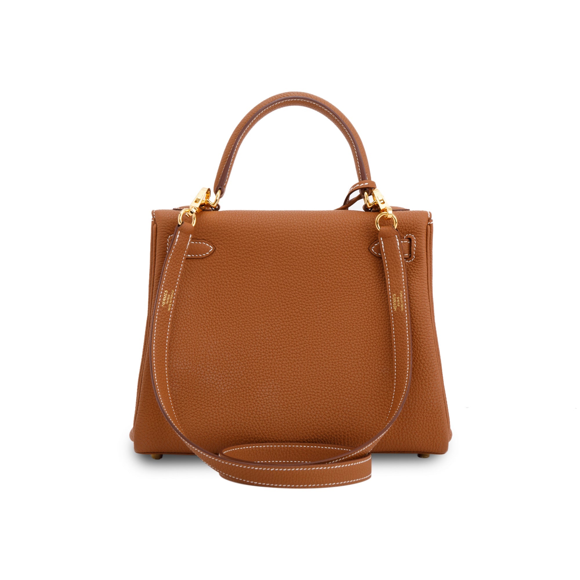 Hermes 2021 Gold Togo Kelly II Retourne 25 w/ Box
