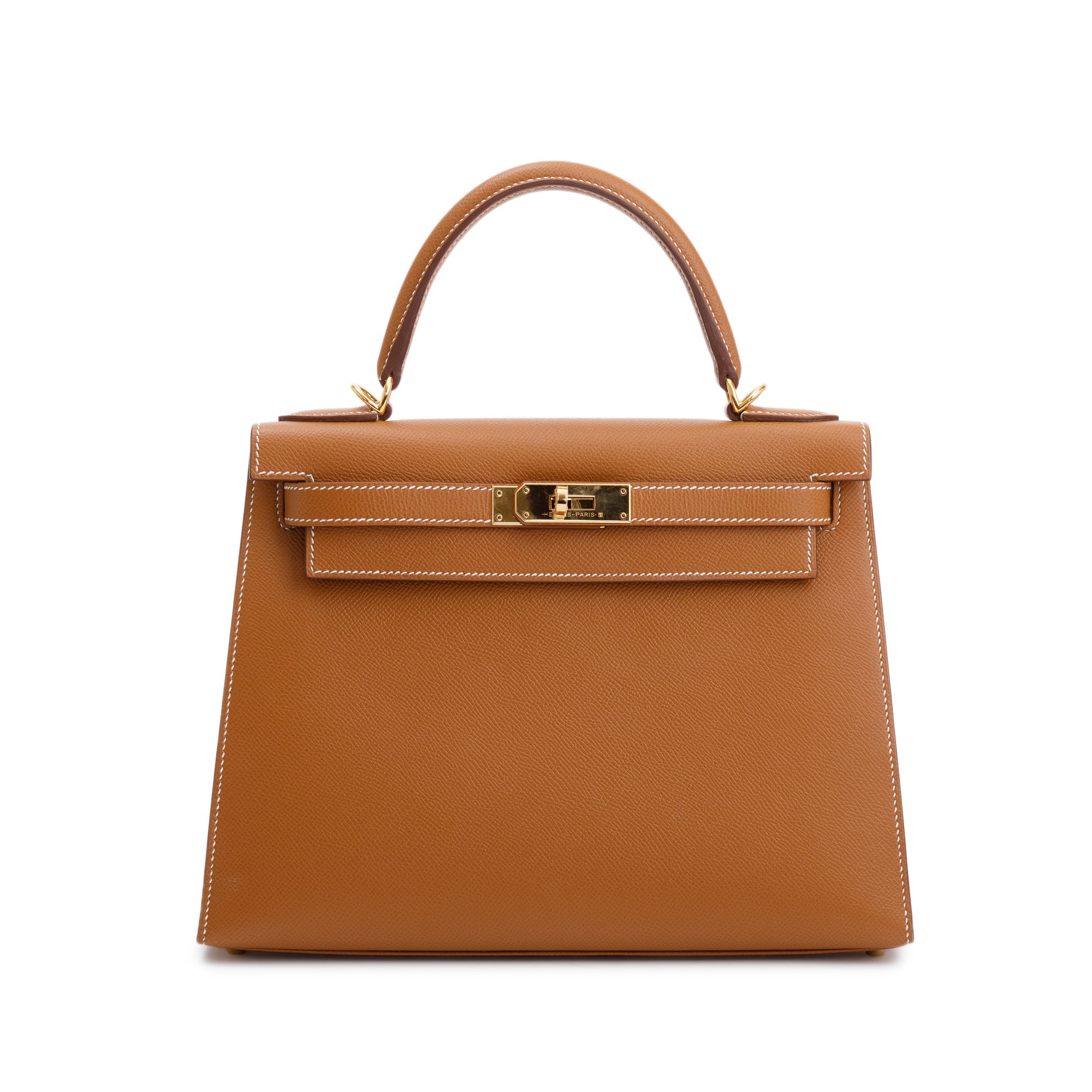 Hermes 2021 Gold Veau Epsom Kelly II Sellier 28 w/ Box