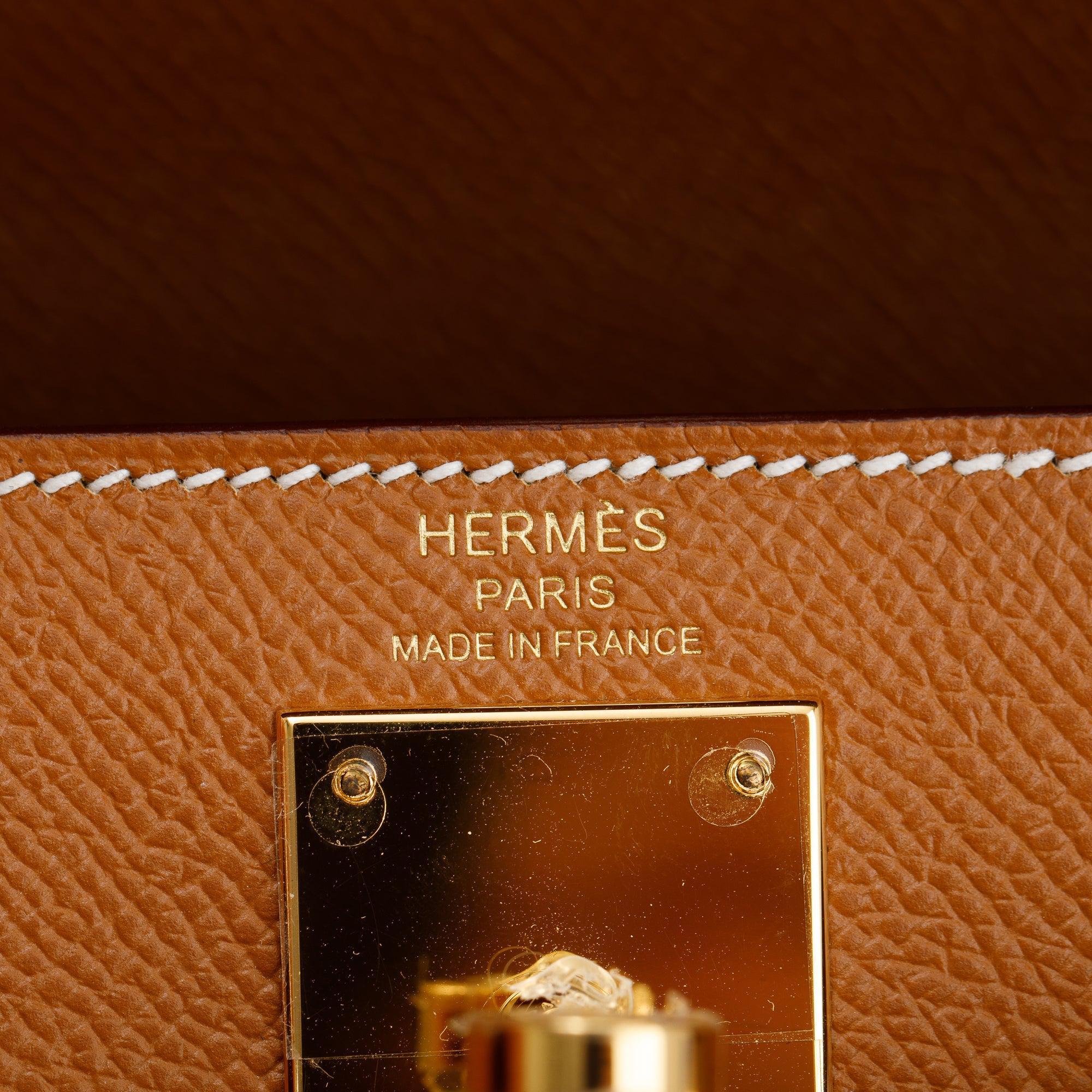 Hermes 2021 Gold Veau Epsom Kelly II Sellier 28 w/ Box