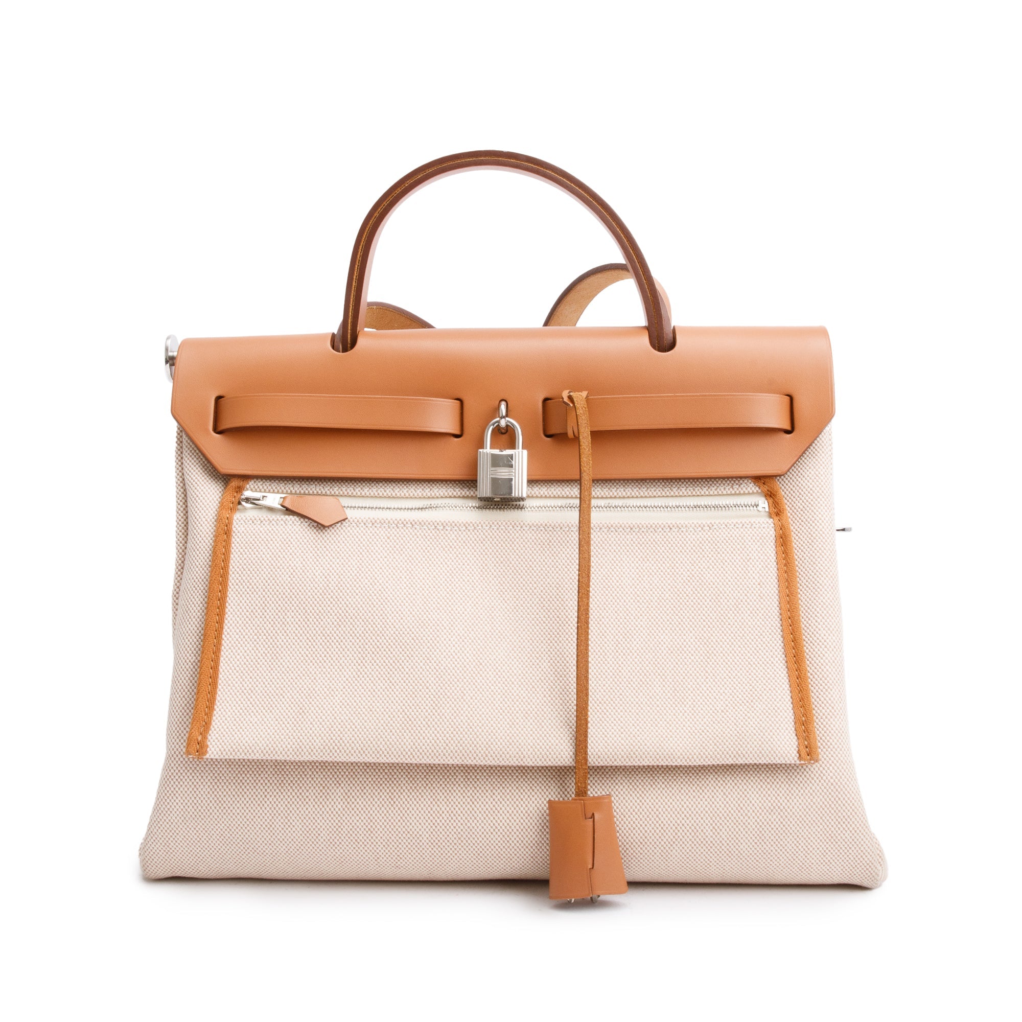 Hermes 2021 Natural Toile Militaire Vache Hunter Rose Pegase Pop Herbag Zip 31