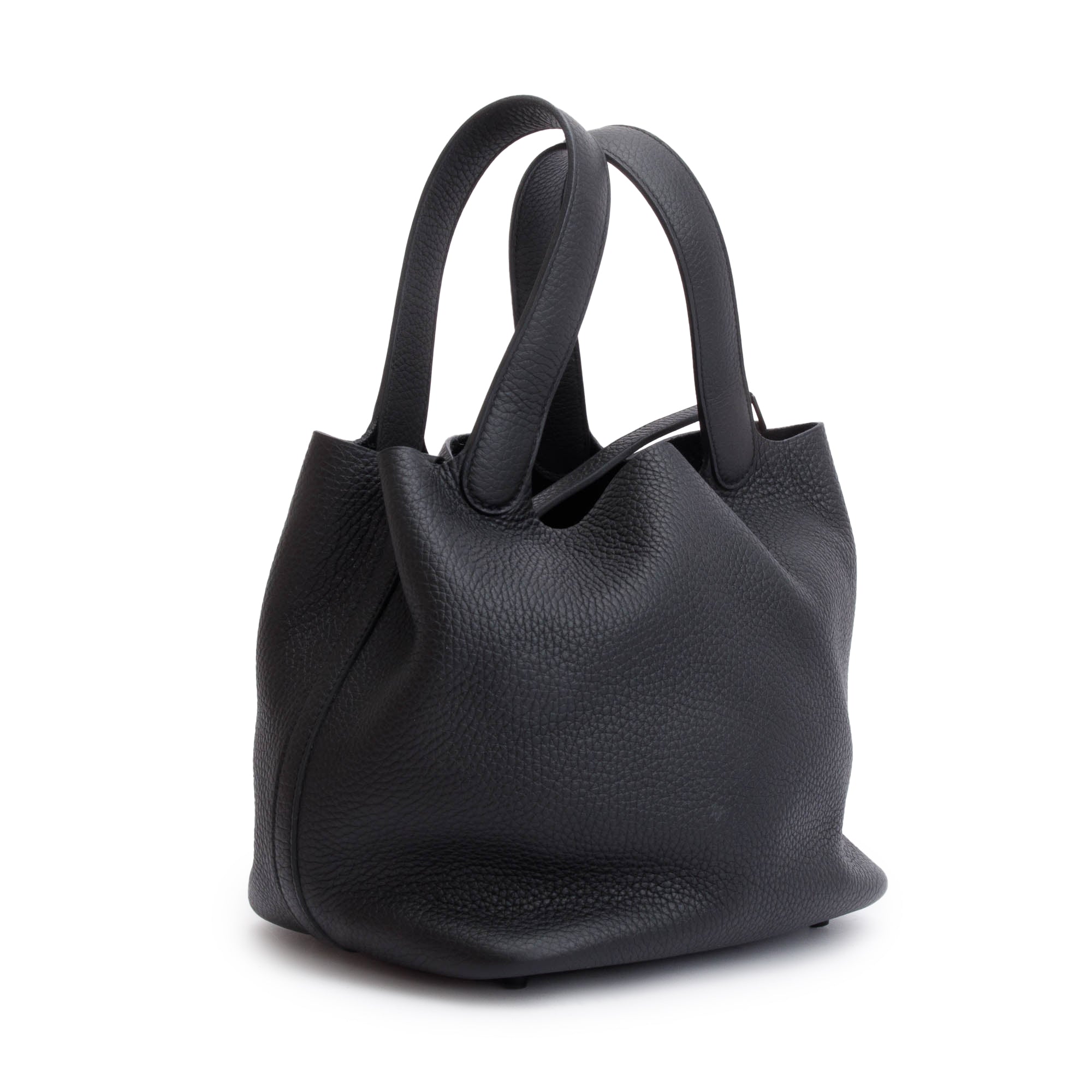 Hermes 2021 Noir So Black Taurillon Clemence Picotin Lock 22 w/ Box