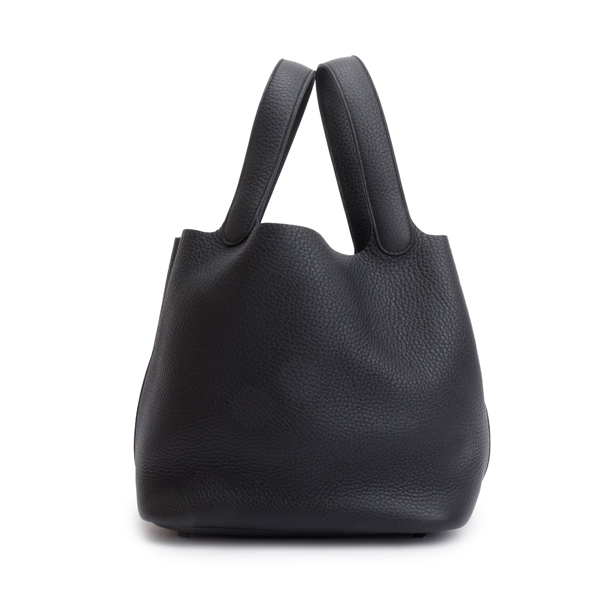 Hermes 2021 Noir So Black Taurillon Clemence Picotin Lock 22 w/ Box