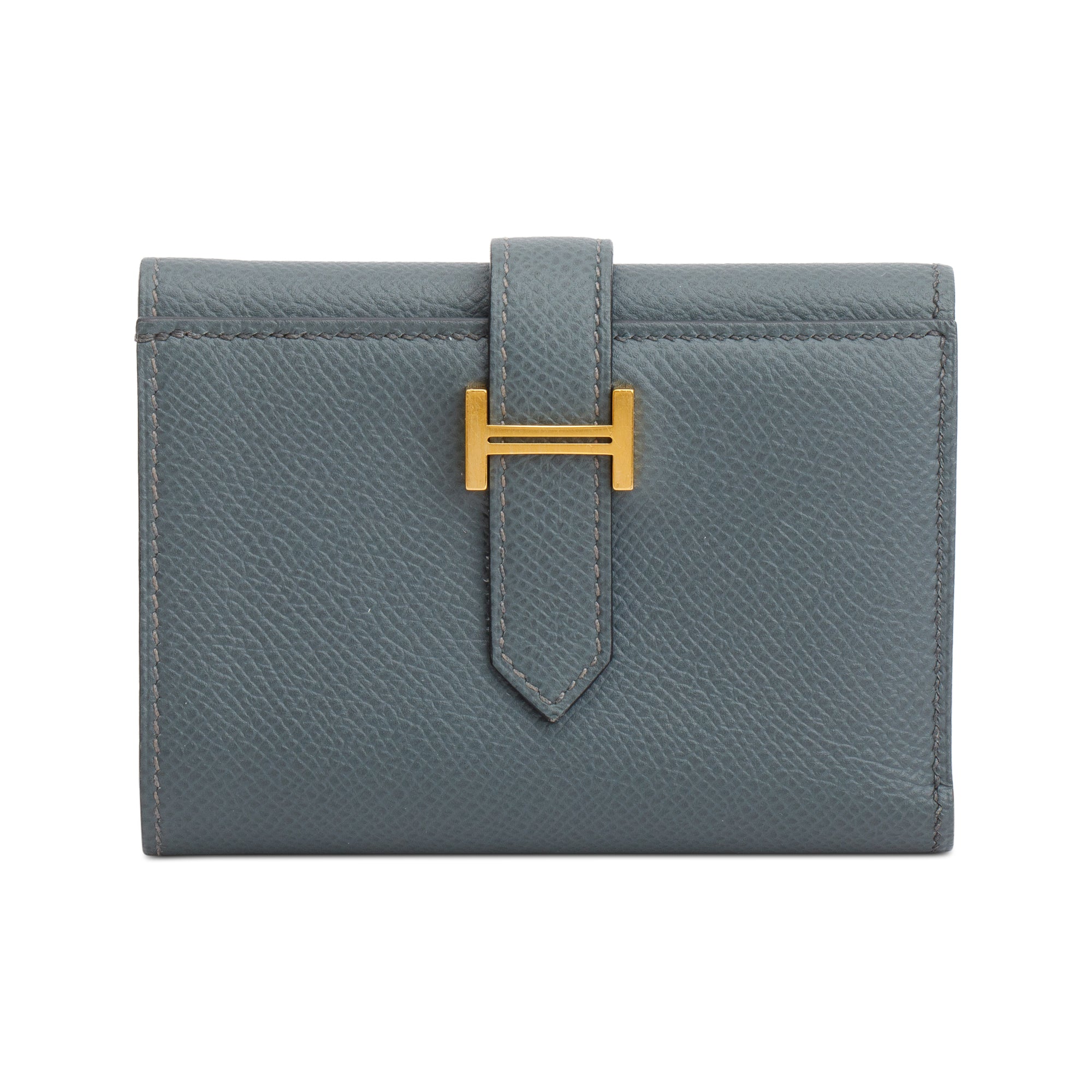 Hermes 2021 Vert Amande Epsom Leather Bearn Trifold Compact Wallet w/ Box