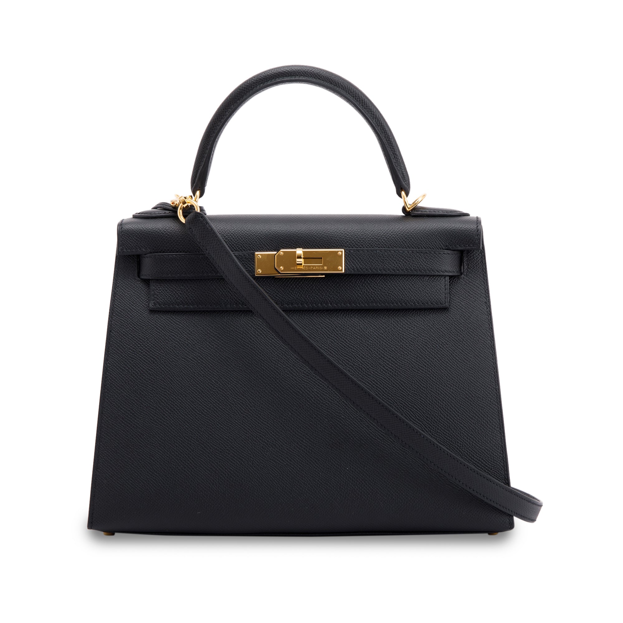 Hermes 2022 Black Veau Epsom Kelly II Sellier 28 w/ Box & Receipt