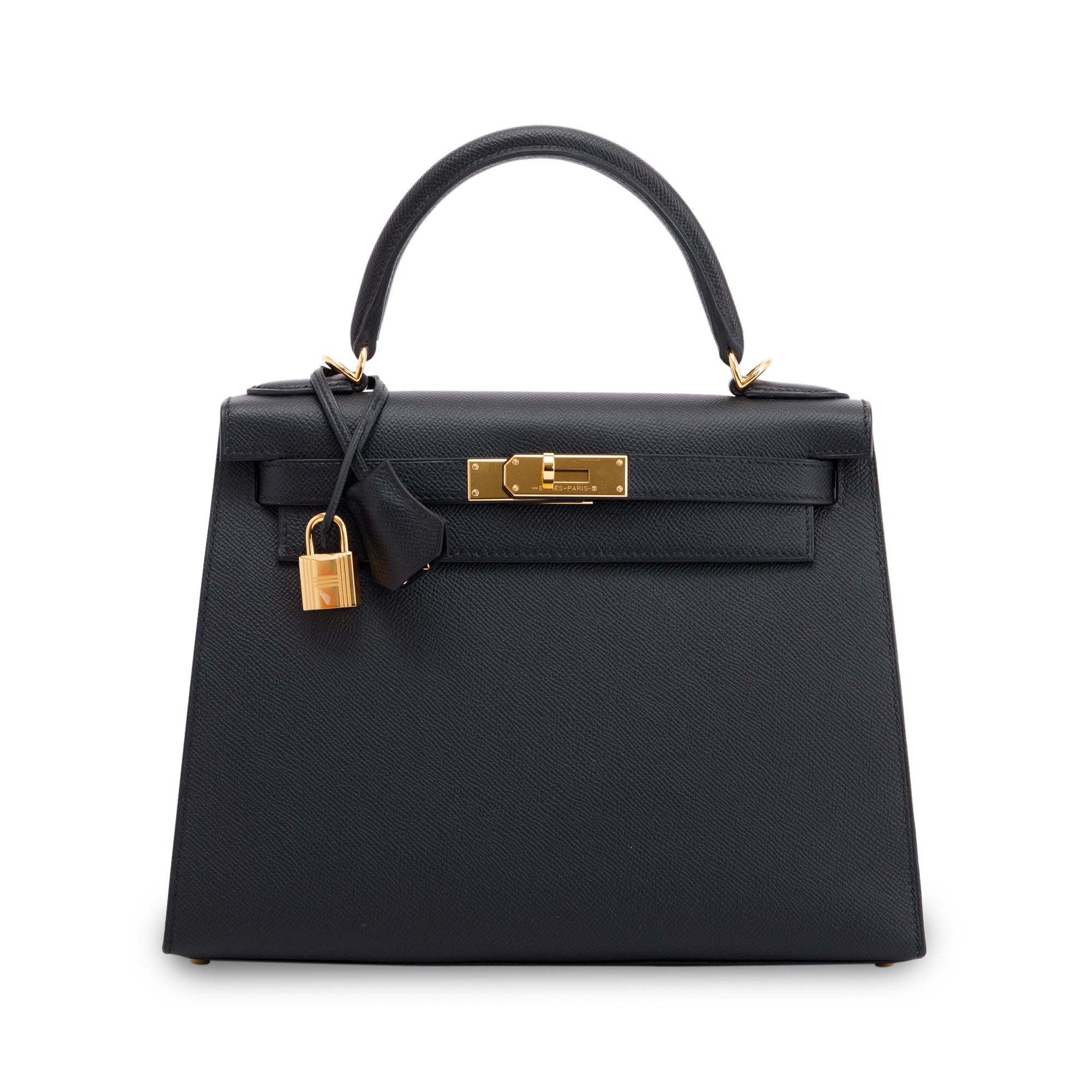 Hermes 2022 Black Veau Epsom Kelly II Sellier 28 w/ Box & Receipt