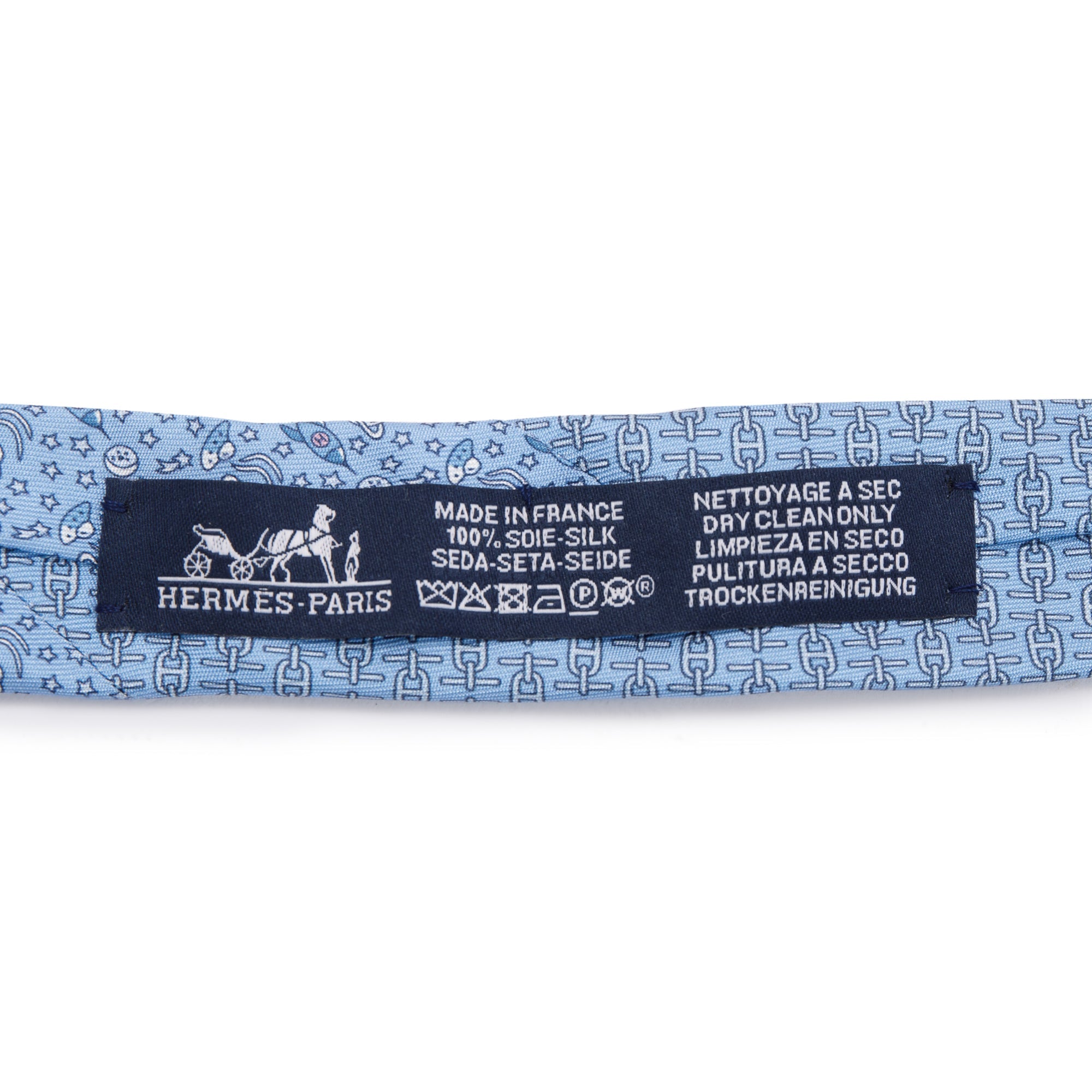Hermes 2022 Blue Silk Double 6 Vers L'Infini & Overboard Tie w/ Box & Receipt