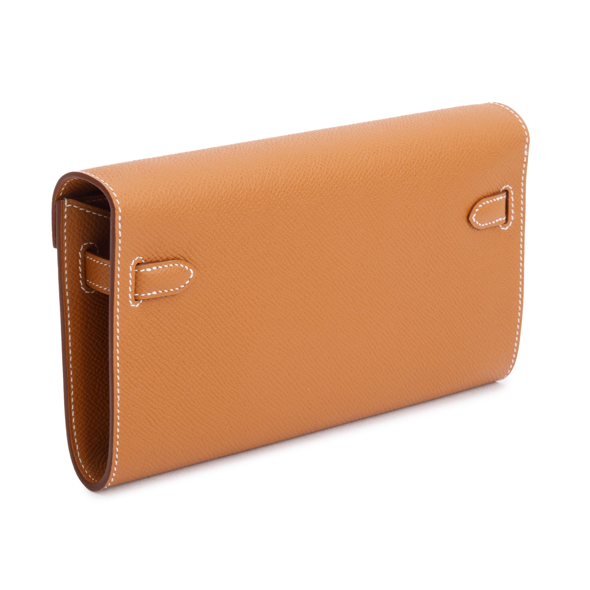 Hermes 2022 Gold Epsom Leather Kelly Wallet To Go w/ Box & Strap