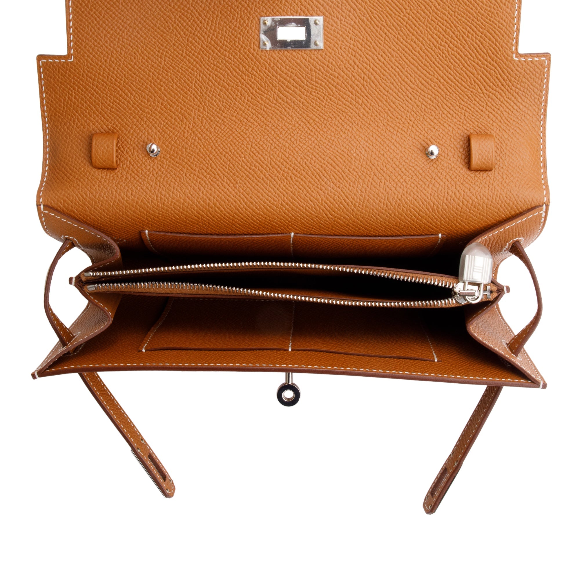 Hermes 2022 Gold Epsom Leather Kelly Wallet To Go w/ Box & Strap