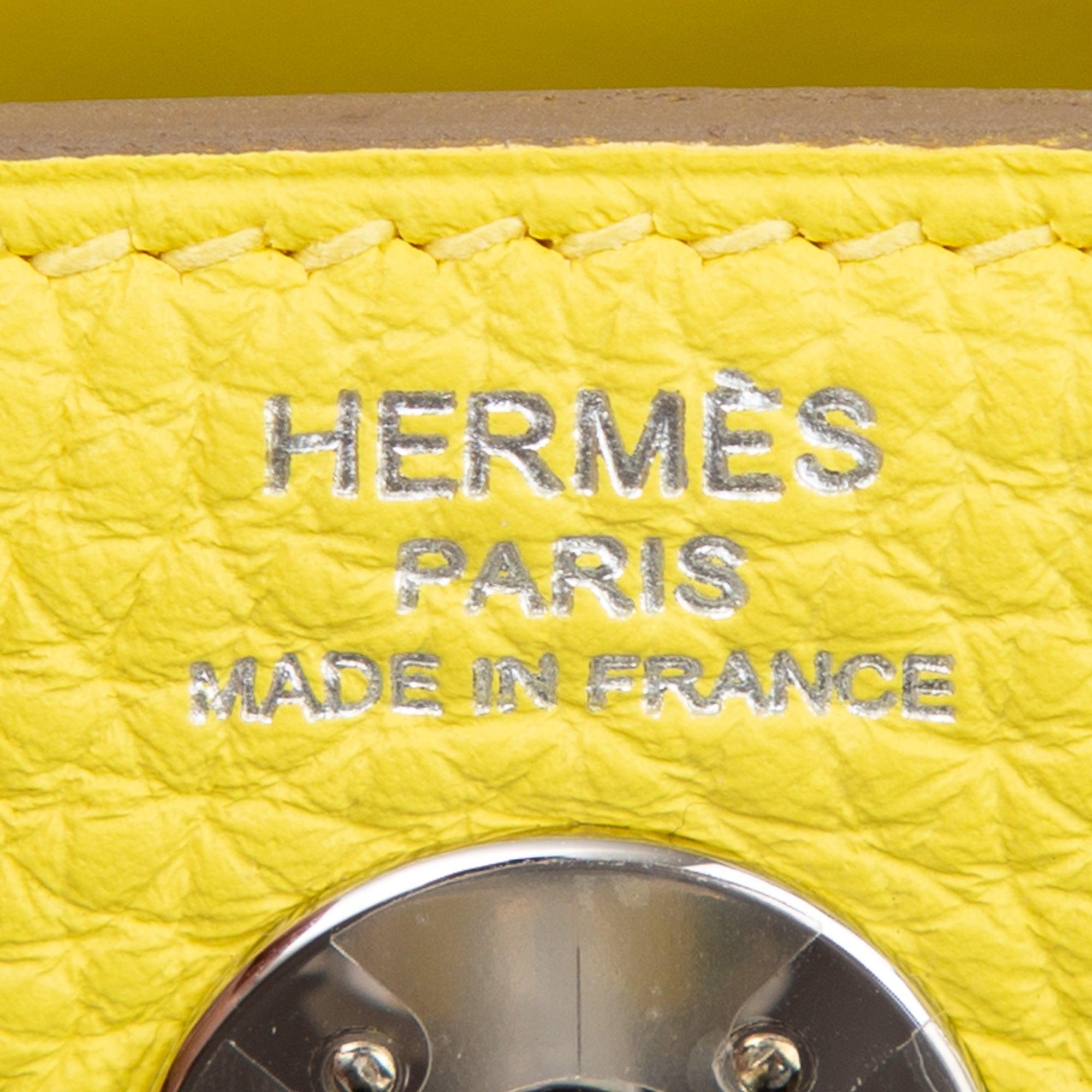 Hermes 2022 Lime Taurillon Clemence Mini Lindy 20 w/ Box & Receipt