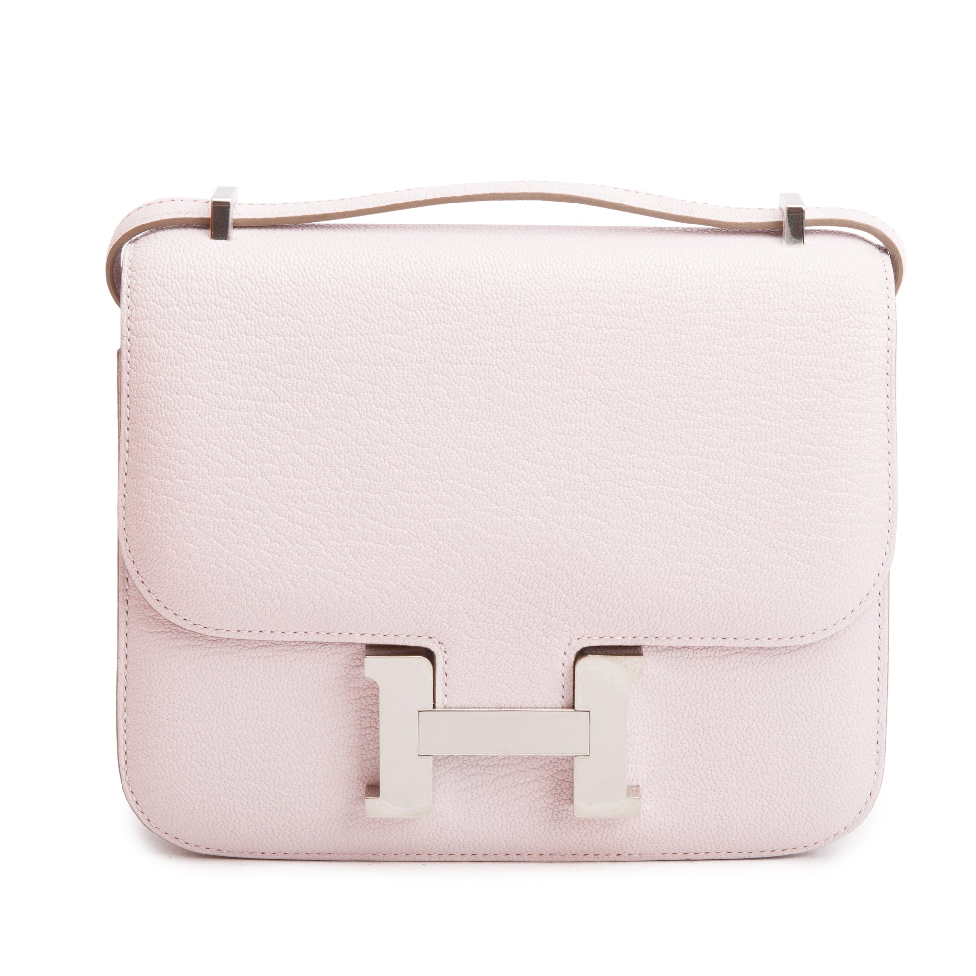 Hermes 2022 Mauve Pale Chevre Mysore Leather Mini Constance III 18 w/ Box