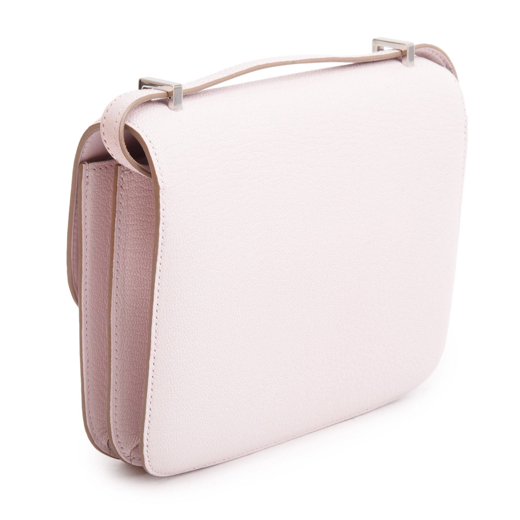 Hermes 2022 Mauve Pale Chevre Mysore Leather Mini Constance III 18 w/ Box