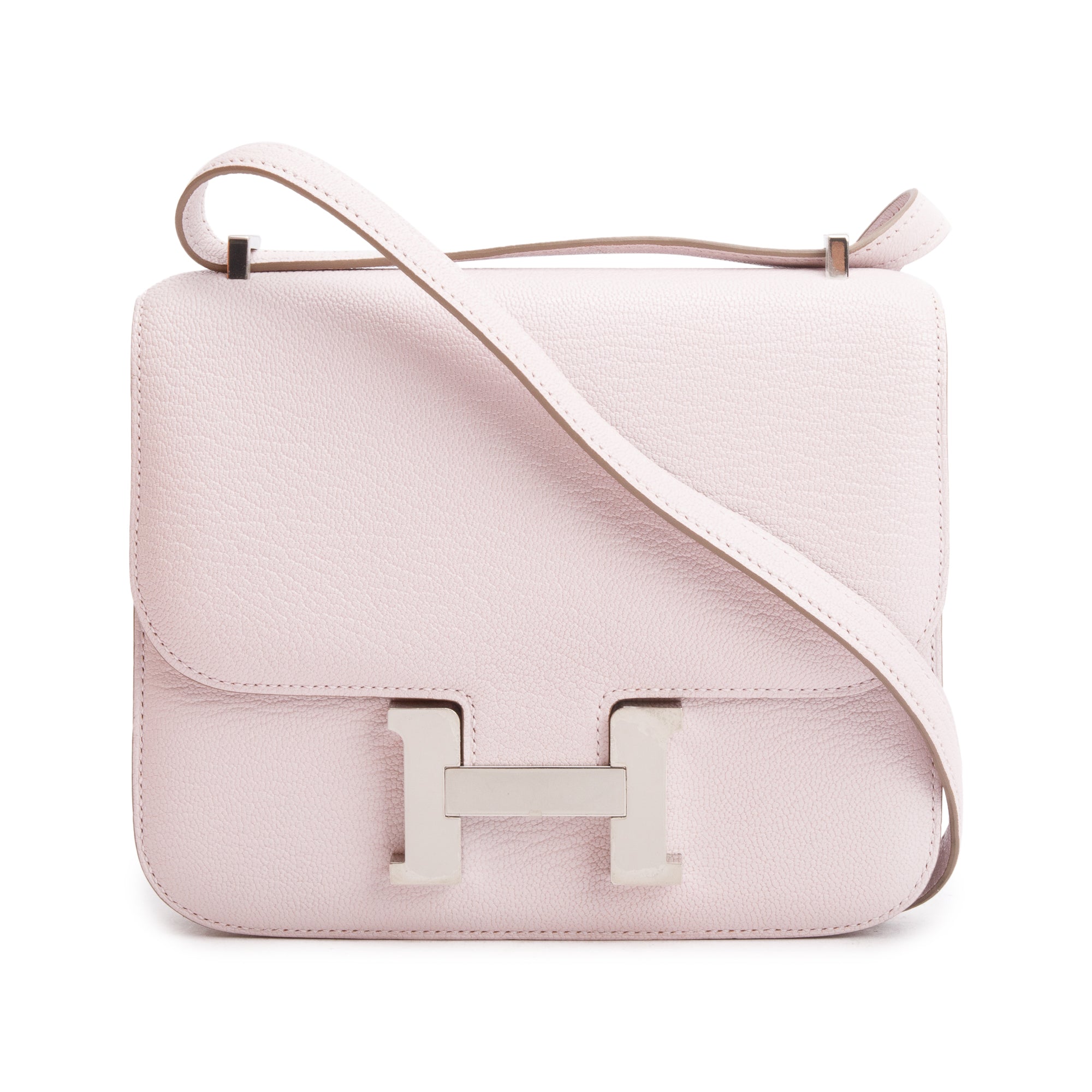 Hermes 2022 Mauve Pale Chevre Mysore Leather Mini Constance III 18 w/ Box