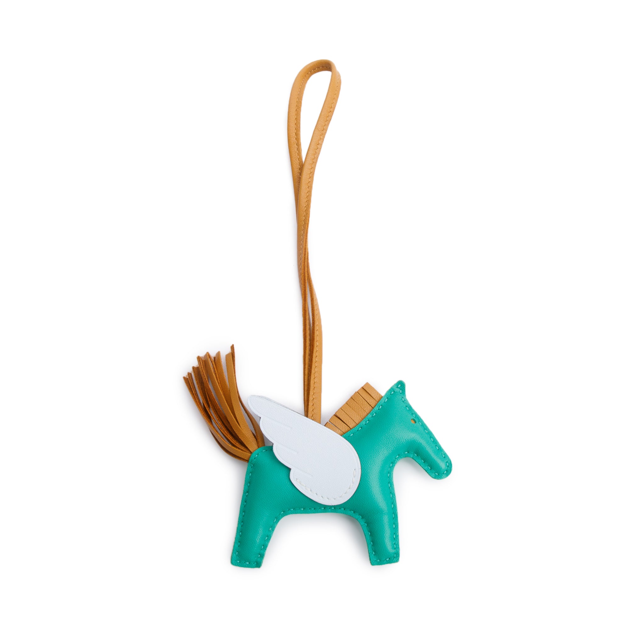 Hermes 2022 Menthe Sesame Bleu Brume Milo Swift Grigri Rodeo Horse Bag Charm PM w/ Box