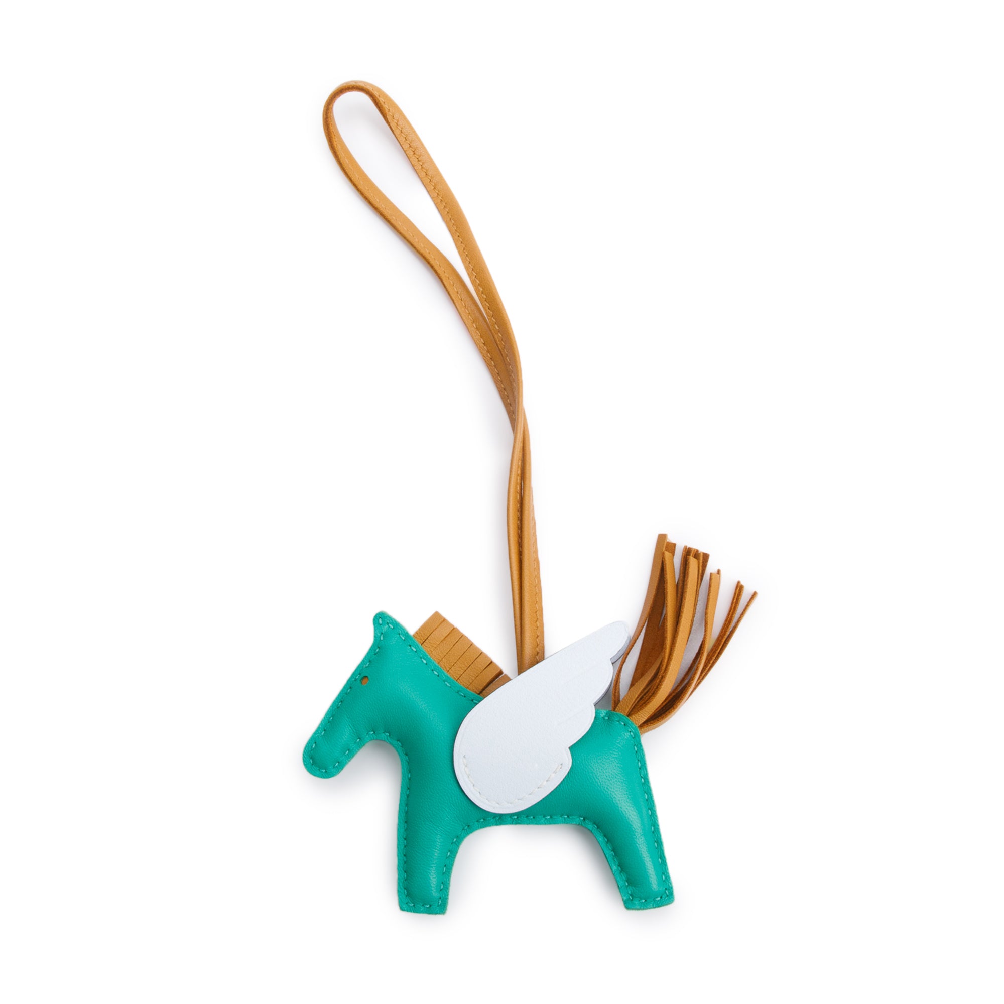 Hermes 2022 Menthe Sesame Bleu Brume Milo Swift Grigri Rodeo Horse Bag Charm PM w/ Box