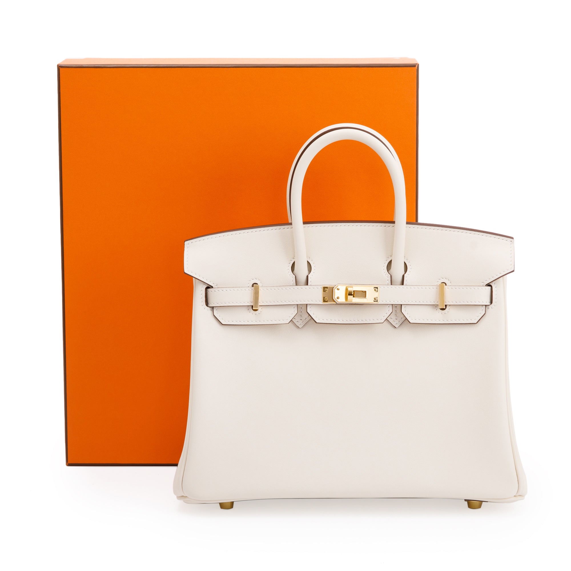 Hermes 2022 Nata Swift Leather Birkin 25 w/ Box & Receipt