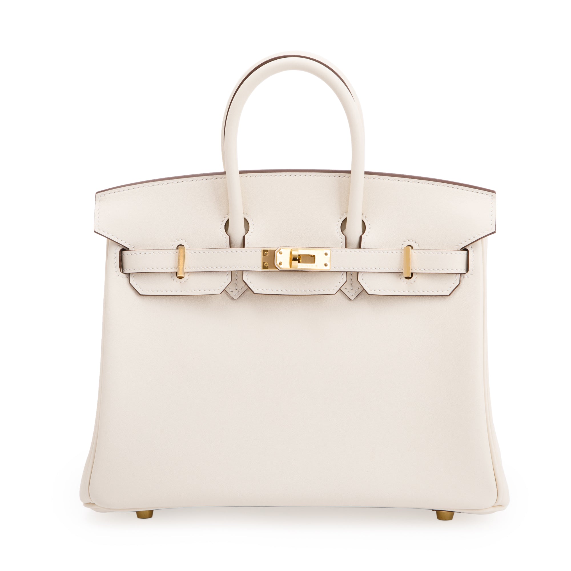 Hermes 2022 Nata Swift Leather Birkin 25 w/ Box & Receipt