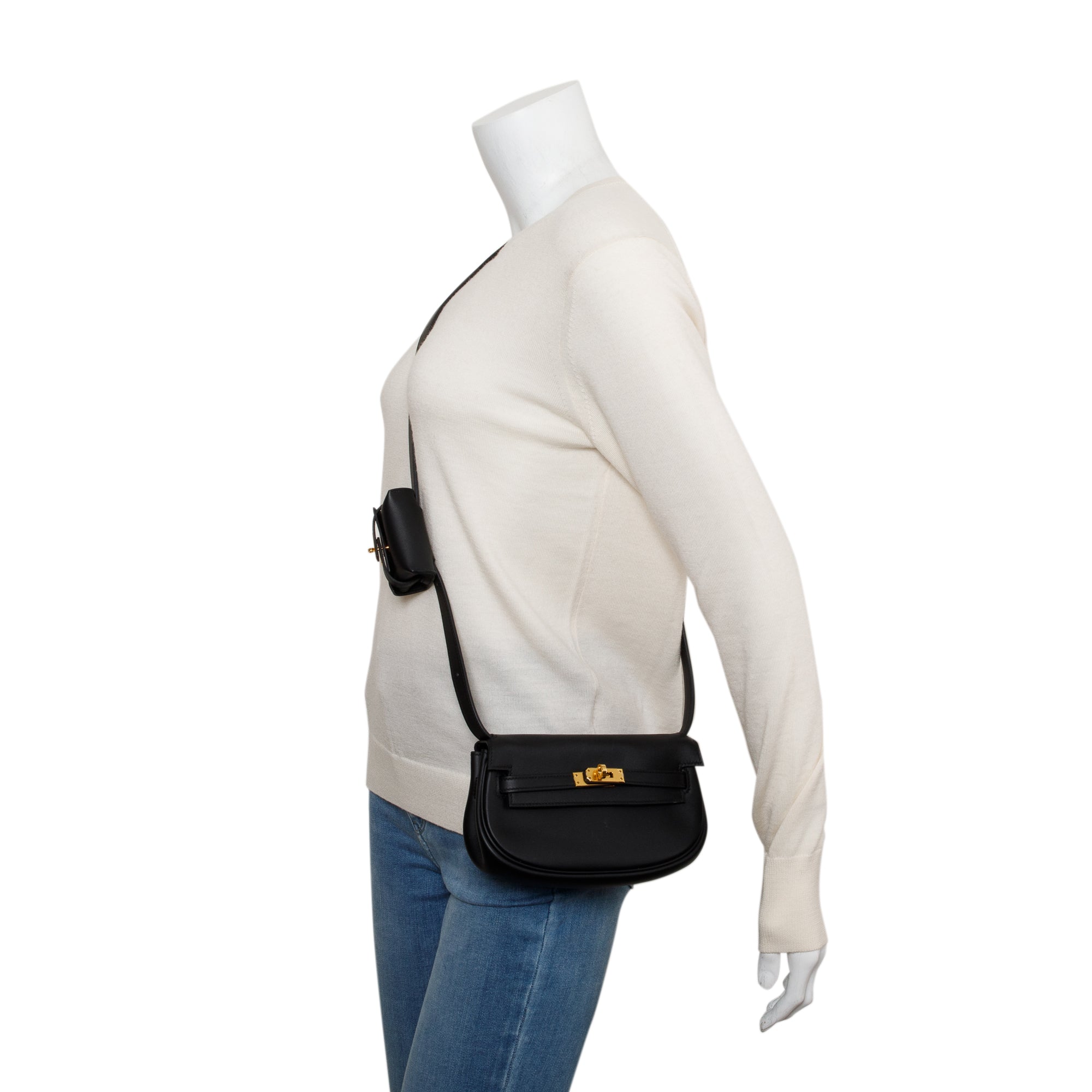 Hermes 2022 Noir Swift Leather Kelly Moove w/ Pouch & Box