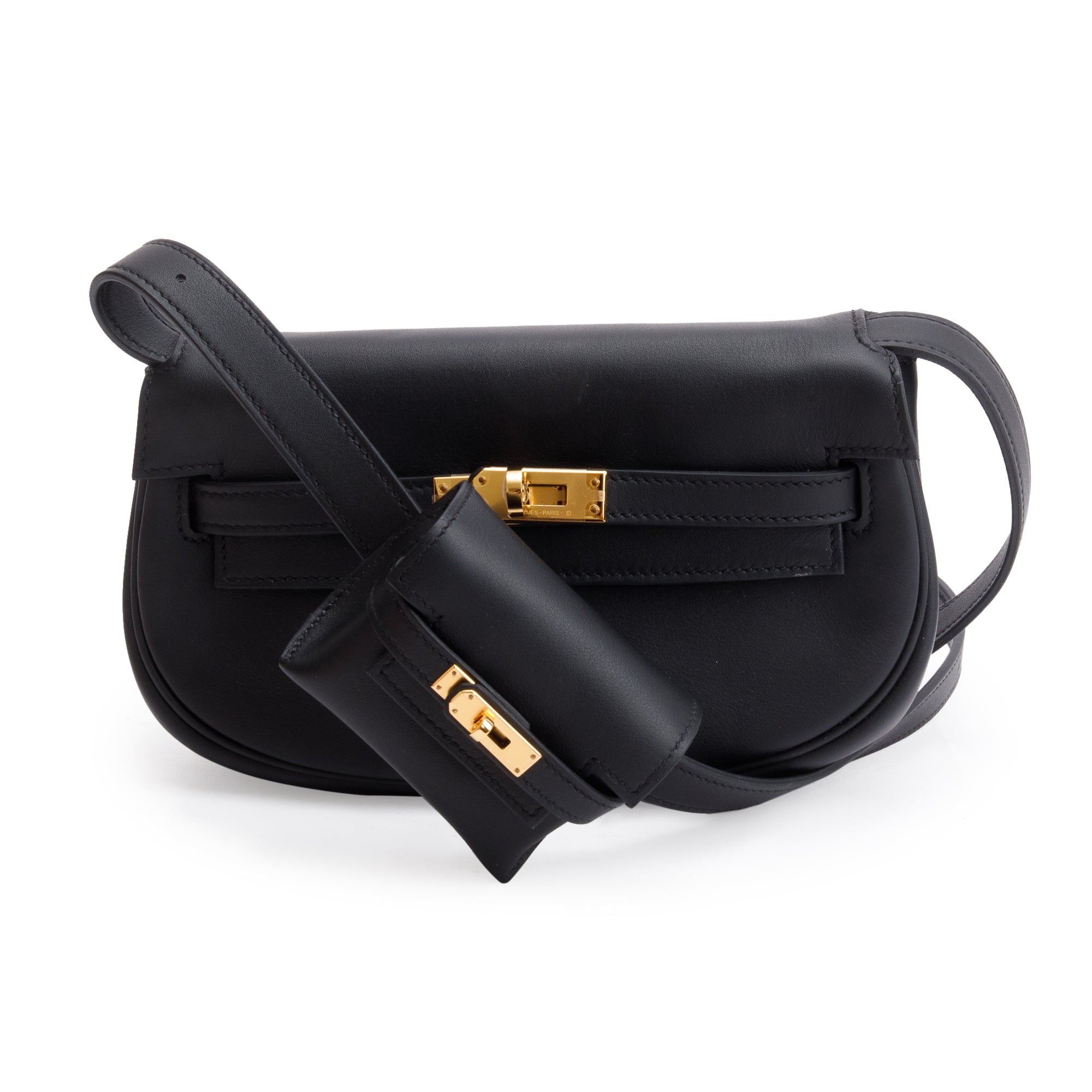 Hermes 2022 Noir Swift Leather Kelly Moove w/ Pouch & Box