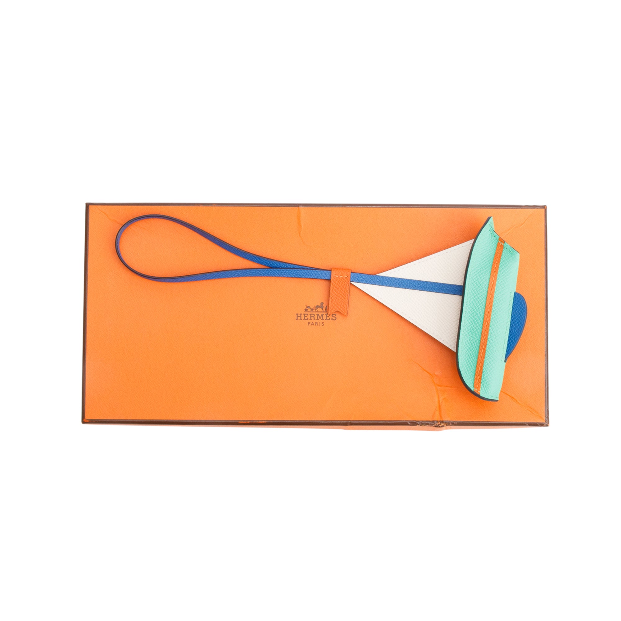 Hermes 2023 BL ZEL Nat Comics Orange Veau Epsom Grigri Sail 24 Bag Charm w/ Box