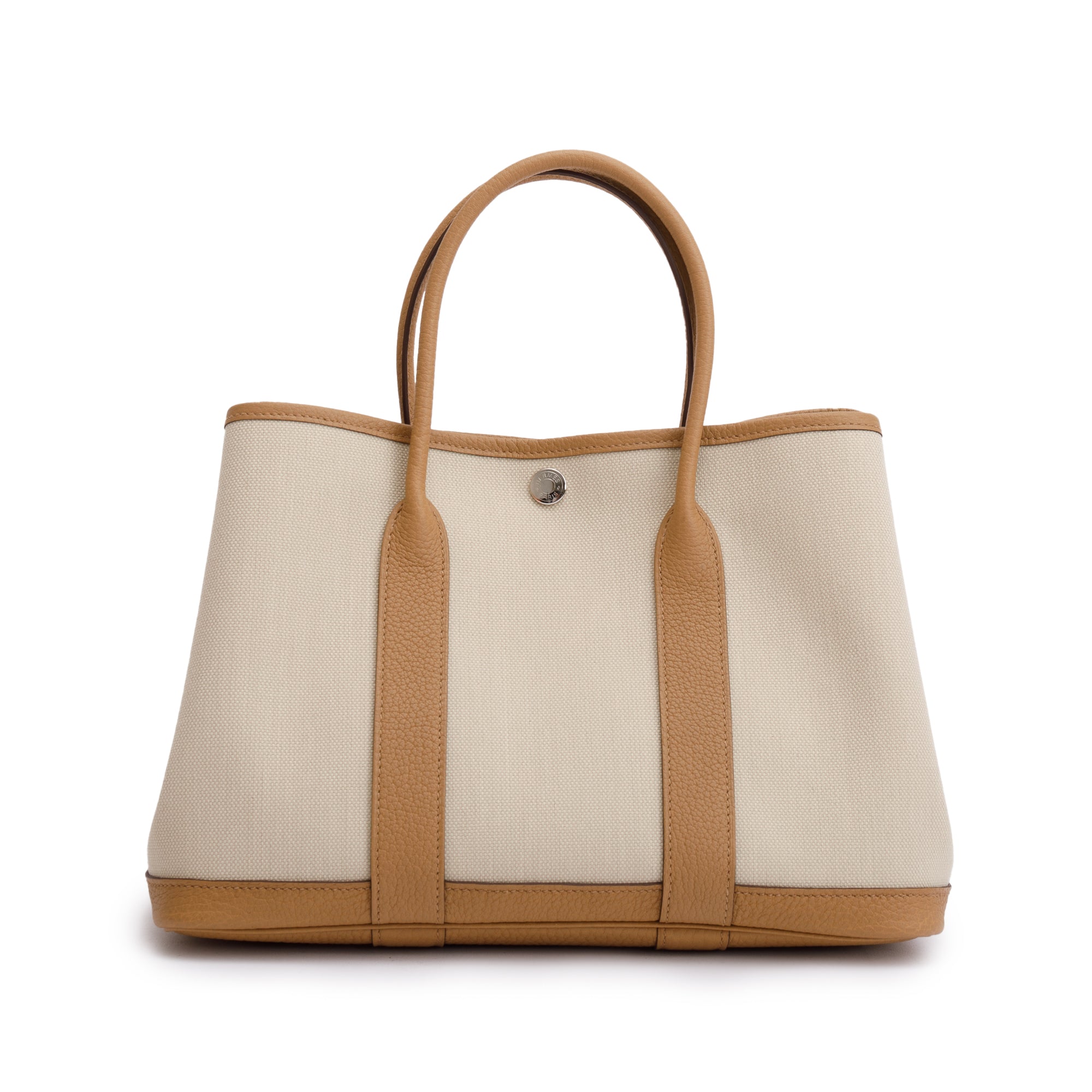 Hermes 2023 Beton/Bicuit Toile Militaire Veau Negonda Garden Party 30 w/ Box