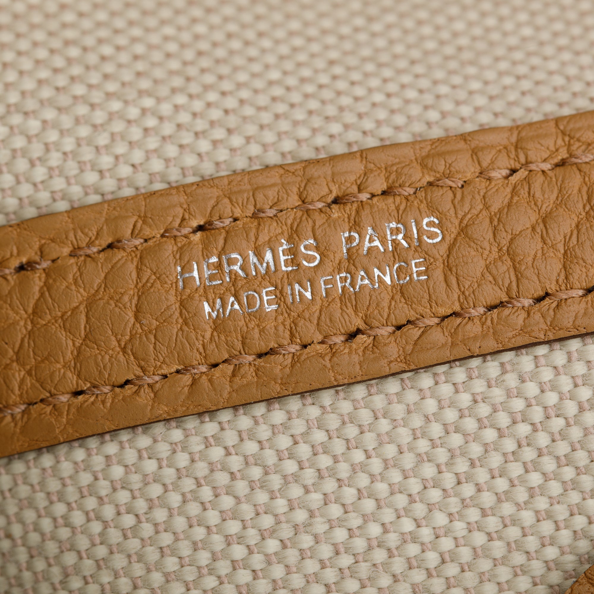 Hermes 2023 Beton/Bicuit Toile Militaire Veau Negonda Garden Party 30 w/ Box