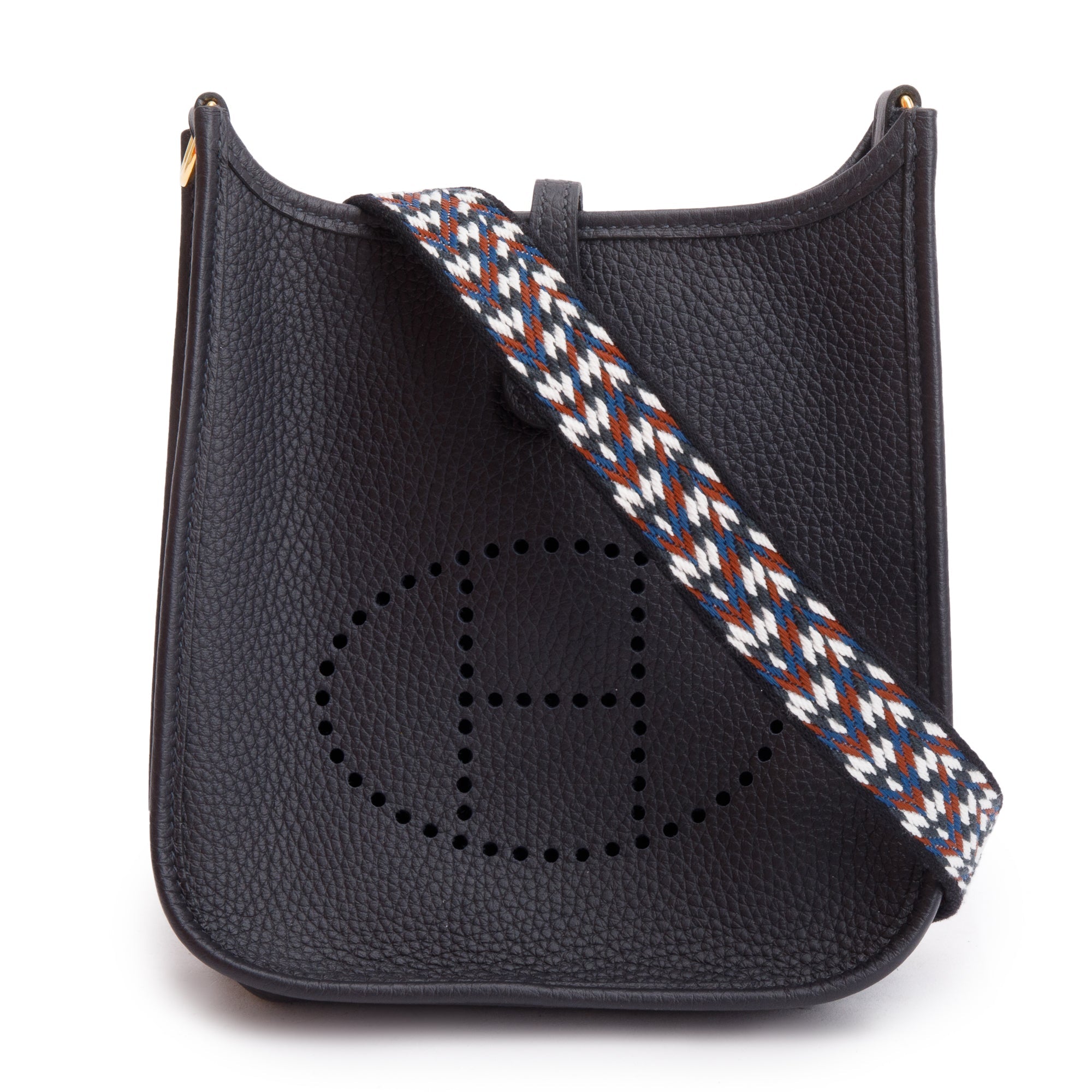 Hermes 2023 Caban Noir/Blanc Taurilon Clemence Sangle Zigzag Allegro Evelyne TPM 16 w/ Box & Receipt