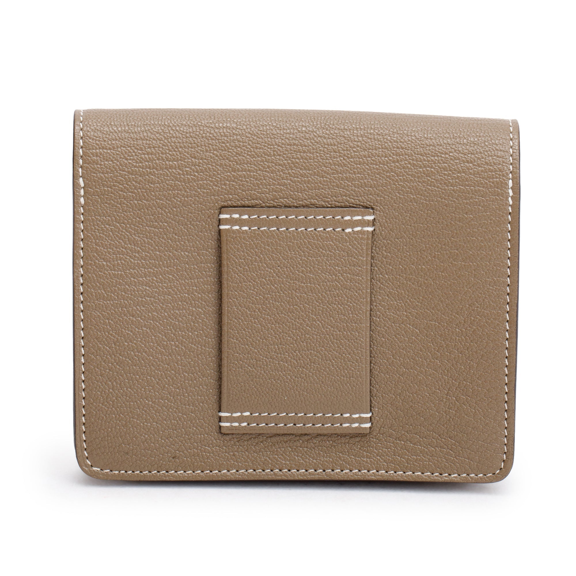 Hermes 2023 Etoupe Chevre Mysore Roulis Slim Compact Wallet w/ Box, Insert & Receipt