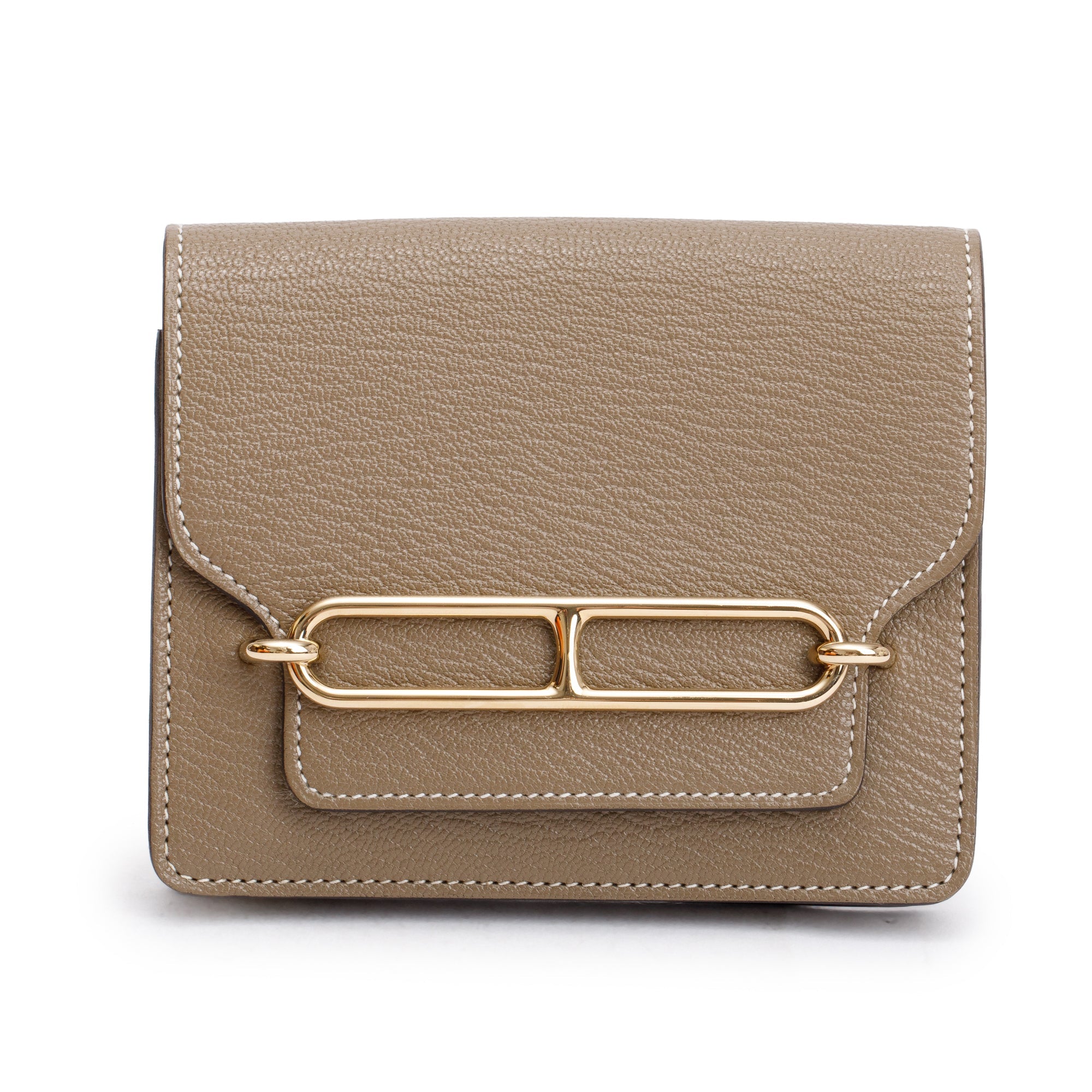 Hermes 2023 Etoupe Chevre Mysore Roulis Slim Compact Wallet w/ Box, Insert & Receipt