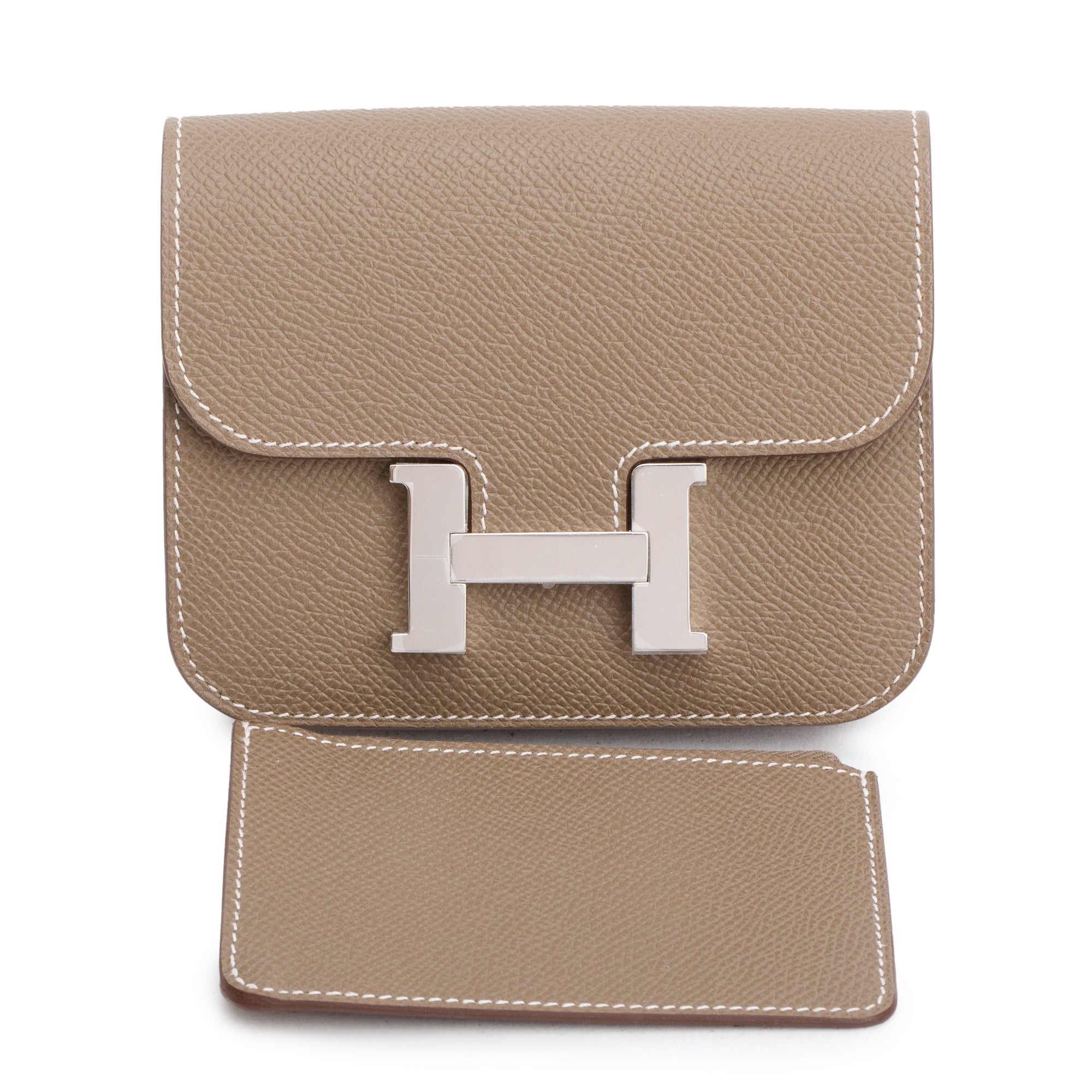 Hermes 2023 Etoupe Veau Epsom Constance Slim Compact Wallet w/ Box & Insert