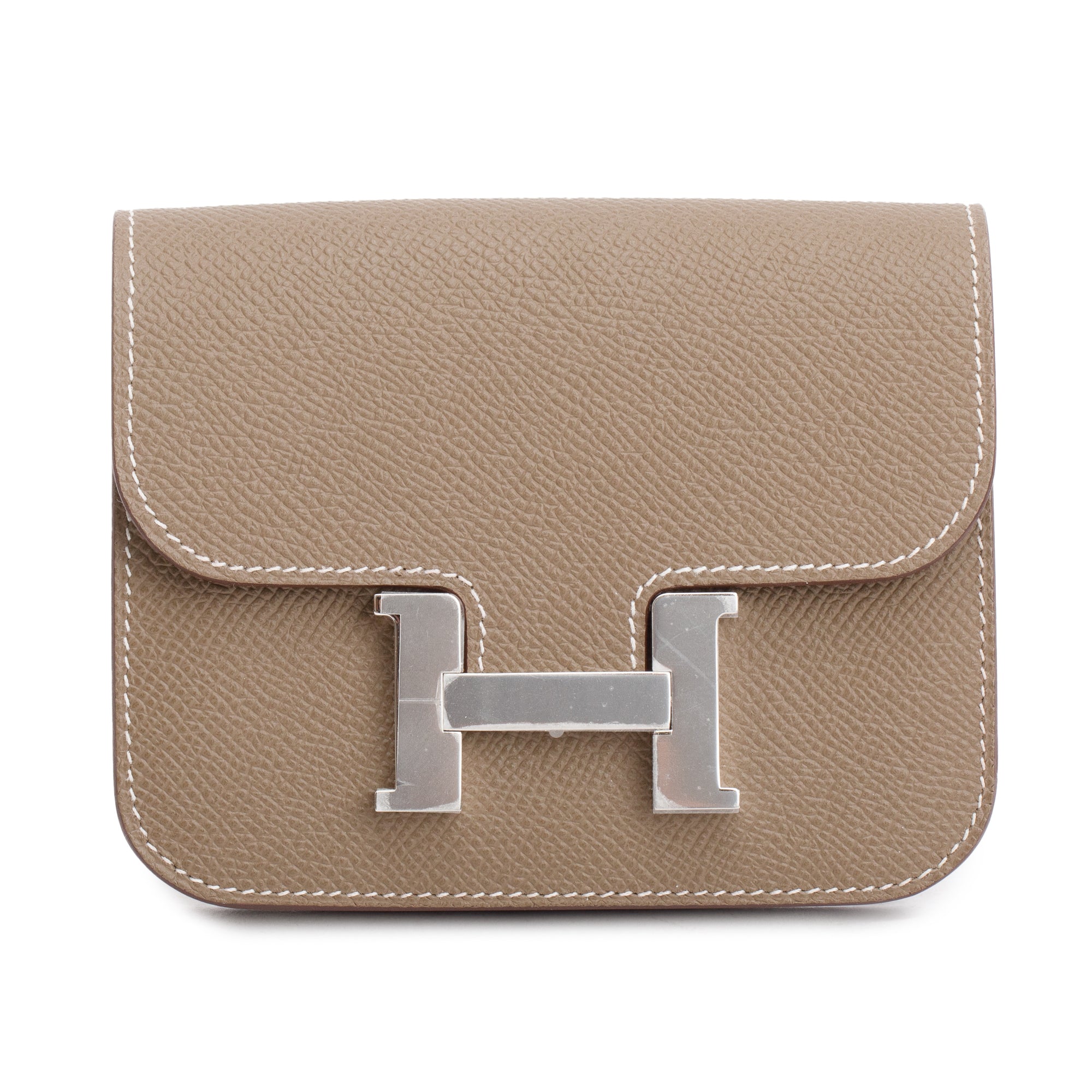 Hermes 2023 Etoupe Veau Epsom Constance Slim Compact Wallet w/ Box & Insert