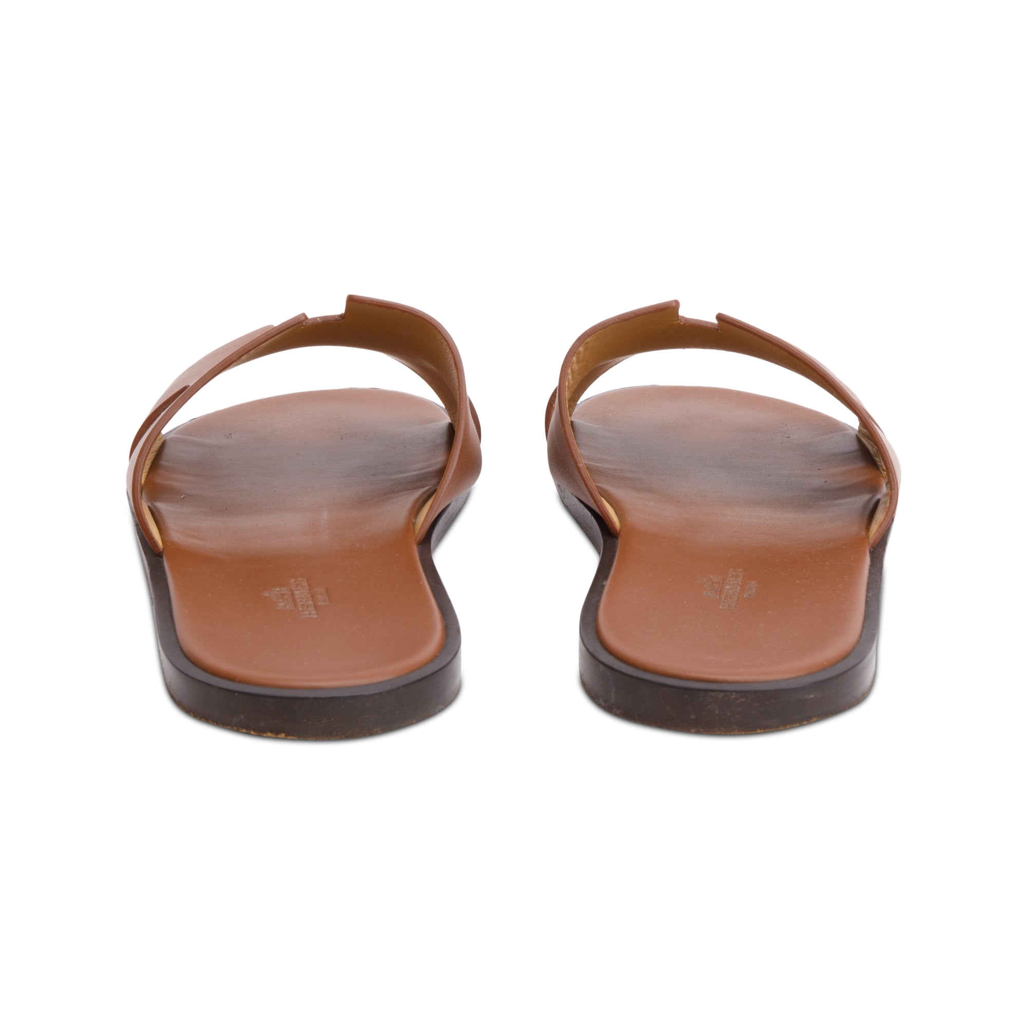 Hermes 2023 Gold Calfskin Leather Mens Izmir Sandals, Size 43 w/ Box & Receipt