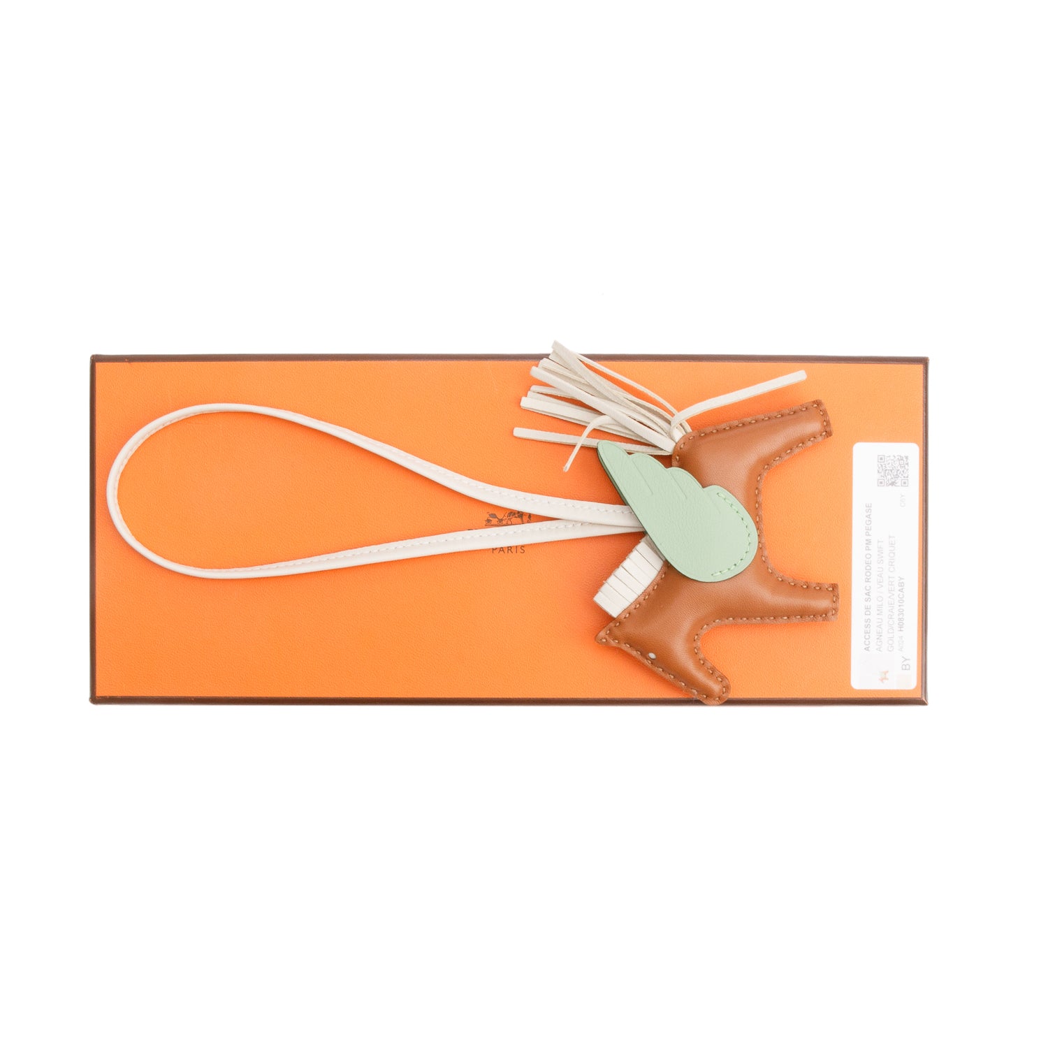 Hermes 2023 Gold Craie Vert Criquet Milo Swift Grigri Rodeo Horse Bag Charm PM w/ Box