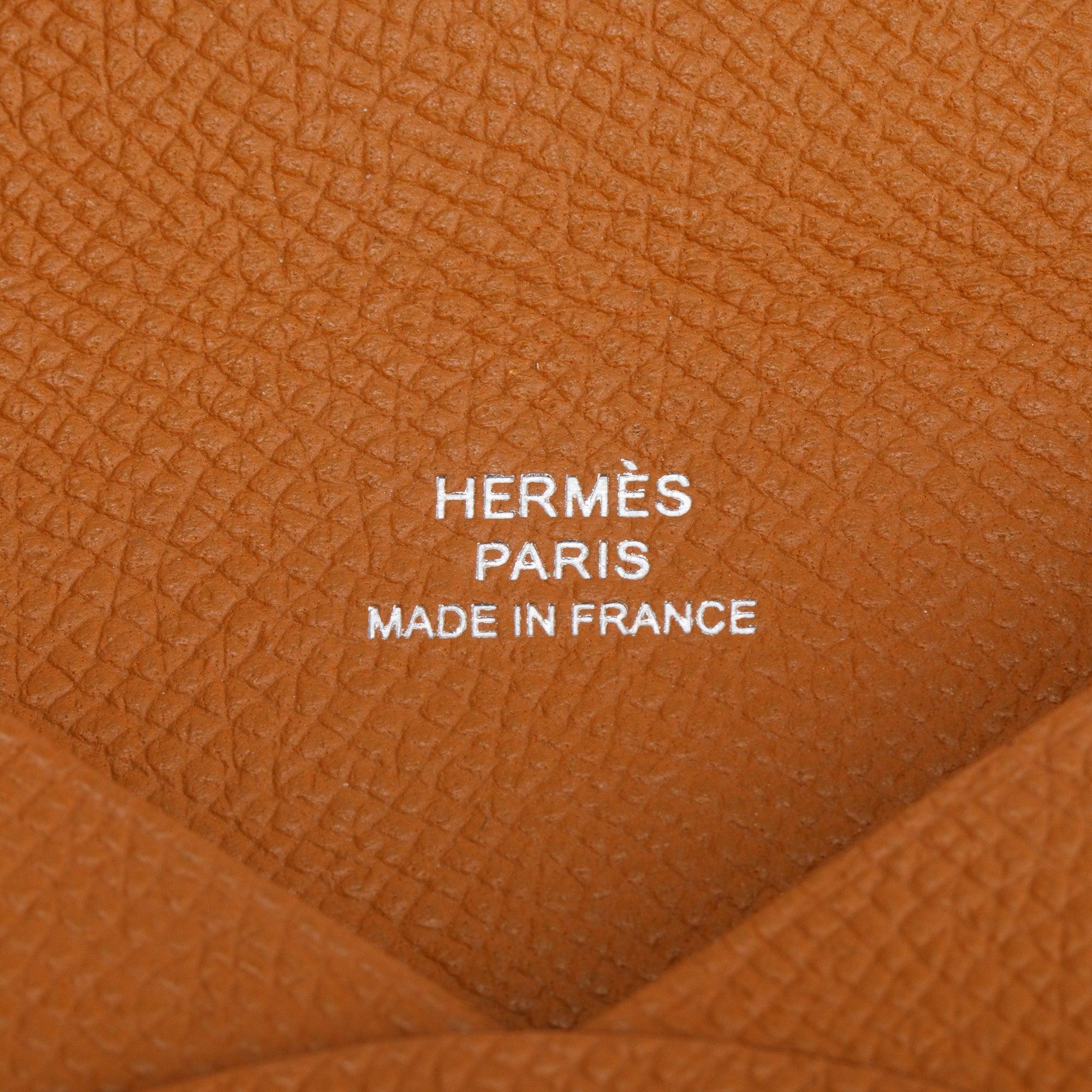 Hermes 2023 Gold Epsom Calvi Card Holder w/ Box & Receipt