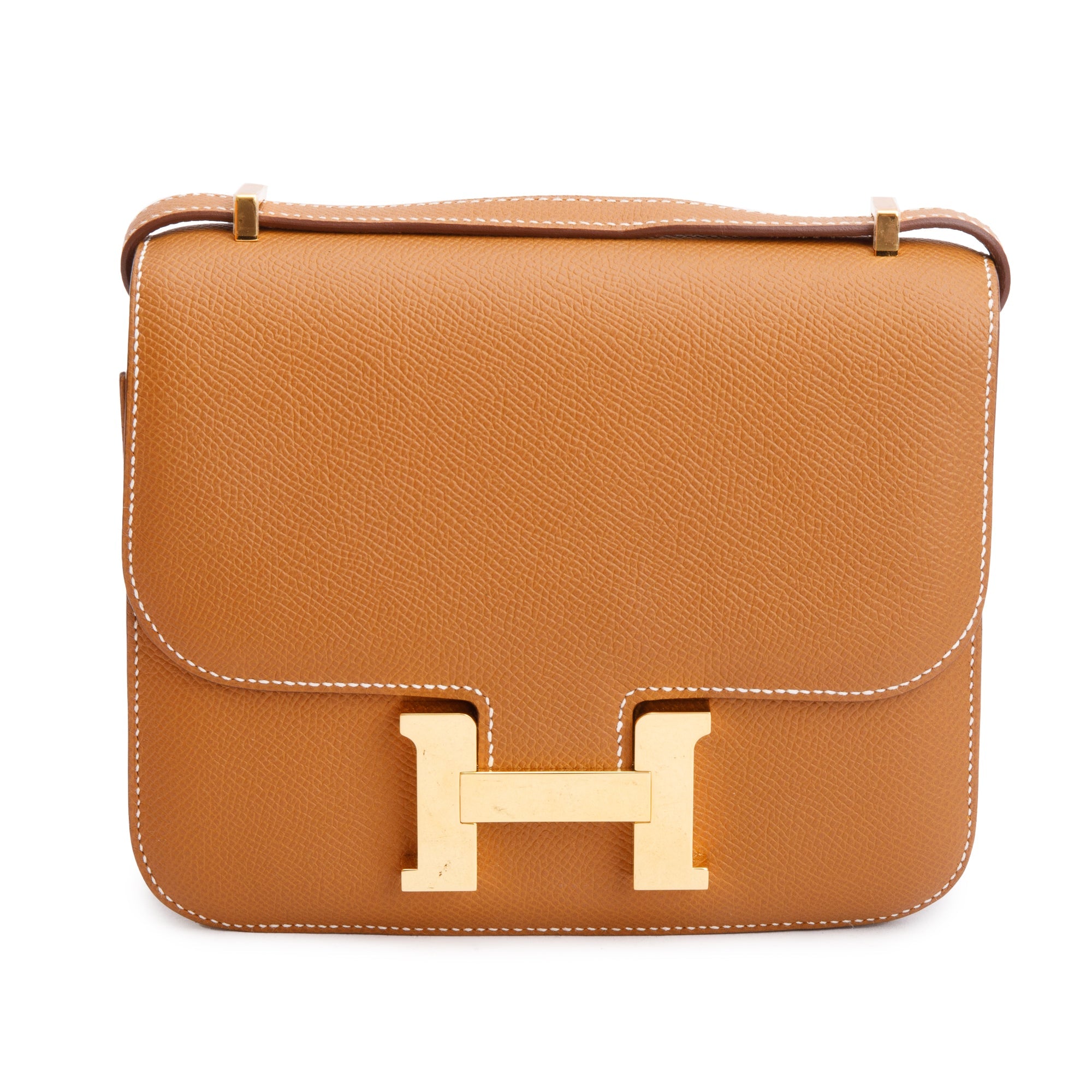 Hermes 2023 Gold Epsom Leather Mini Constance III 18 w/ Box & Receipt