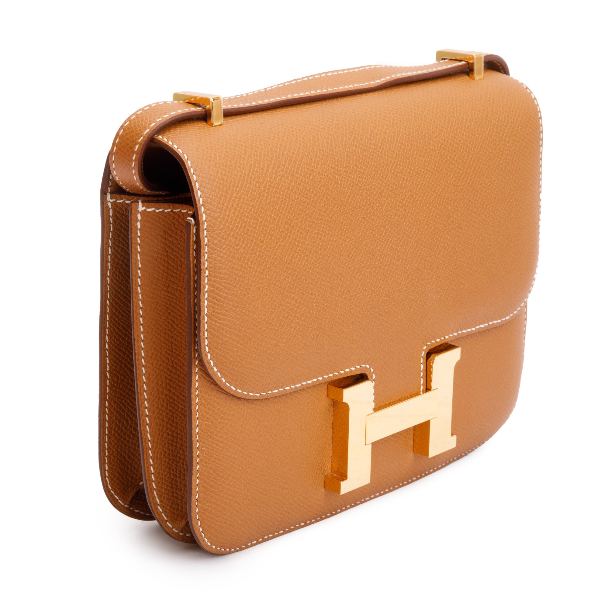 Hermes 2023 Gold Epsom Leather Mini Constance III 18 w/ Box & Receipt