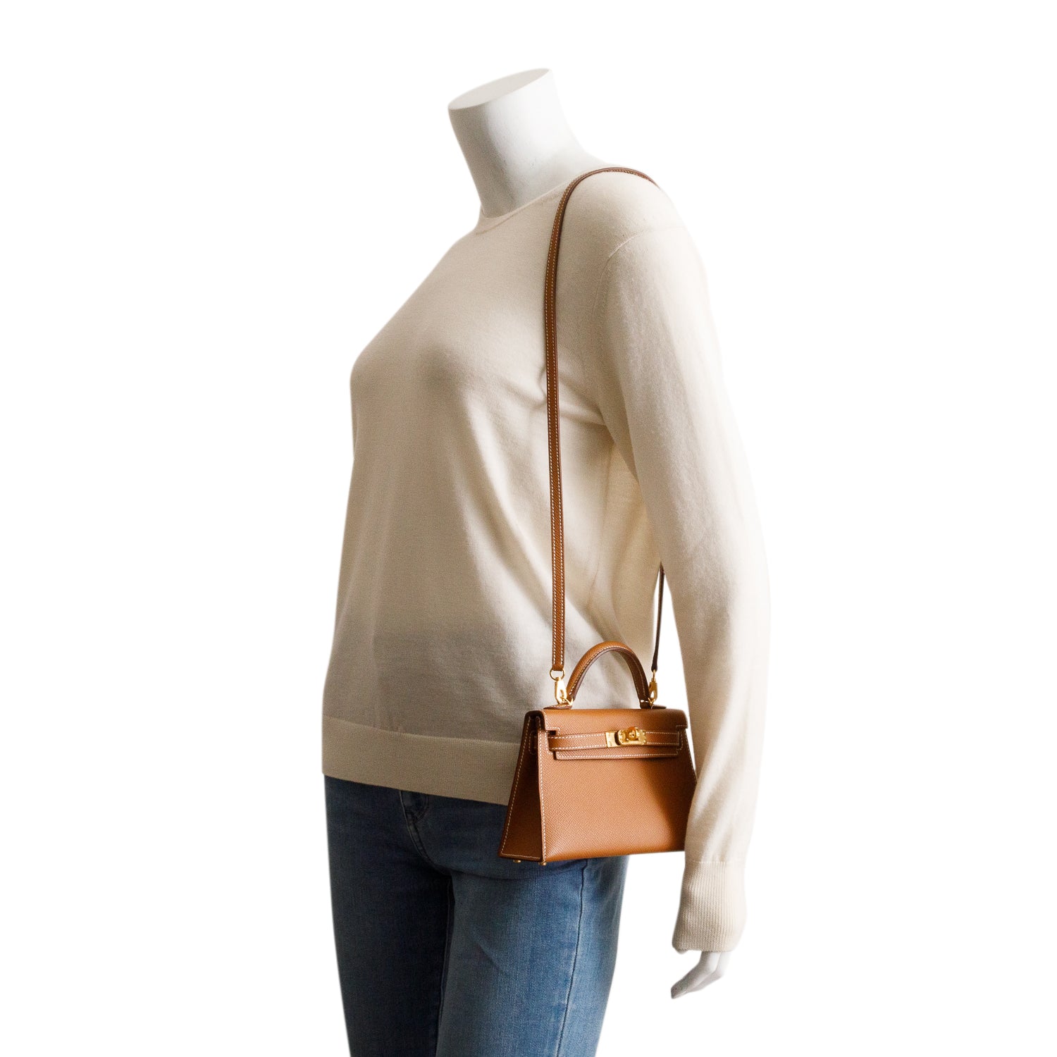 Hermes 2023 Gold Veau Epsom Leather Mini Kelly II Sellier 20 w/ Box & Strap