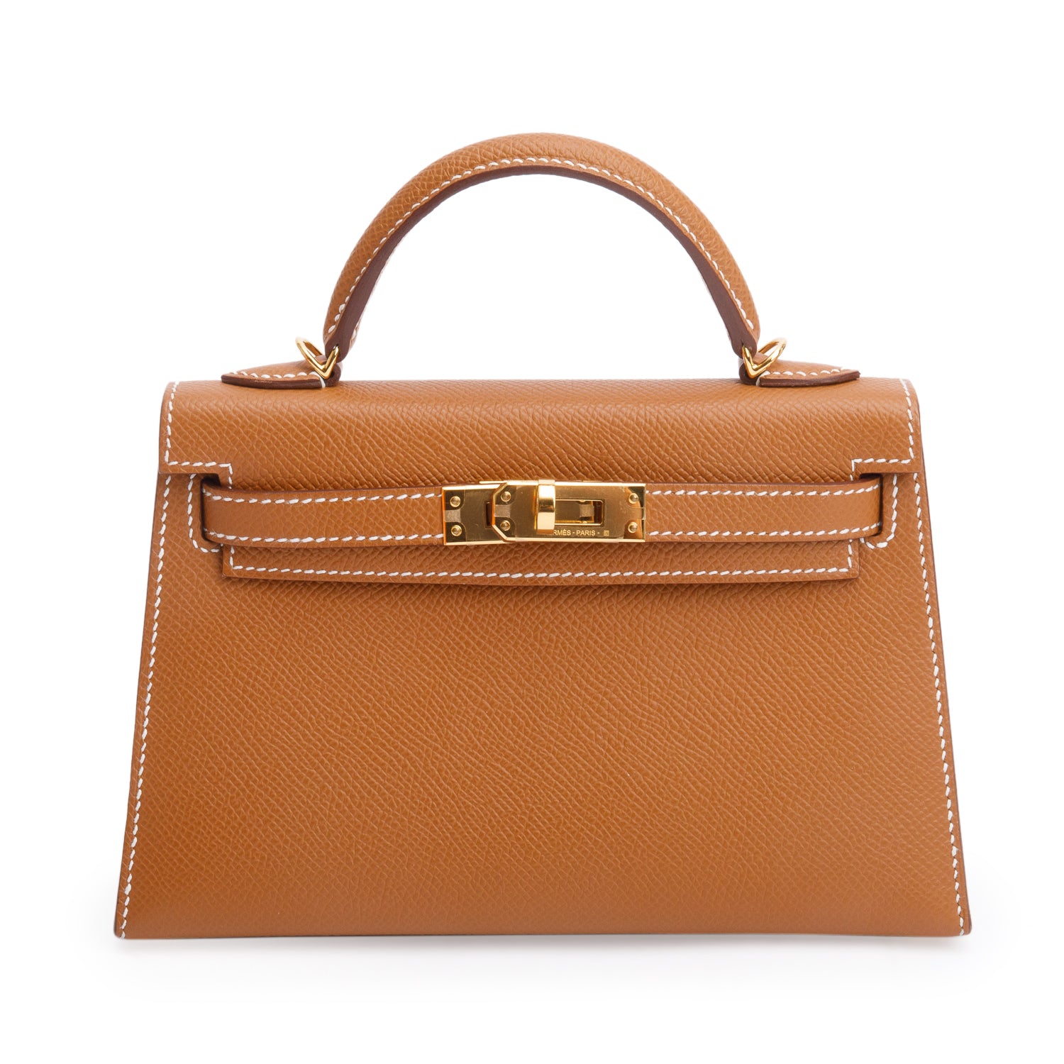 Hermes 2023 Gold Veau Epsom Leather Mini Kelly II Sellier 20 w/ Box & Strap