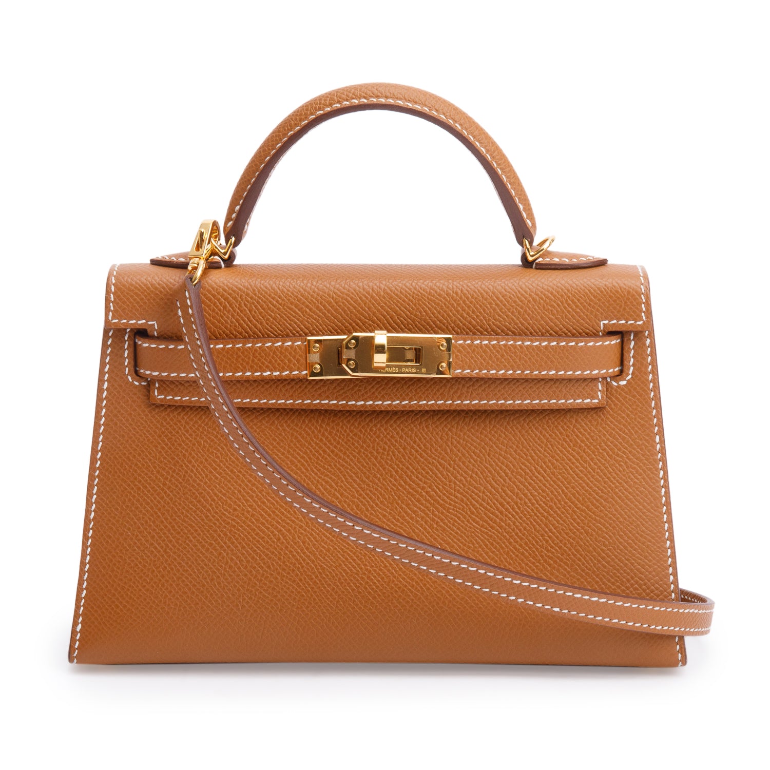 Hermes 2023 Gold Veau Epsom Leather Mini Kelly II Sellier 20 w/ Box & Strap