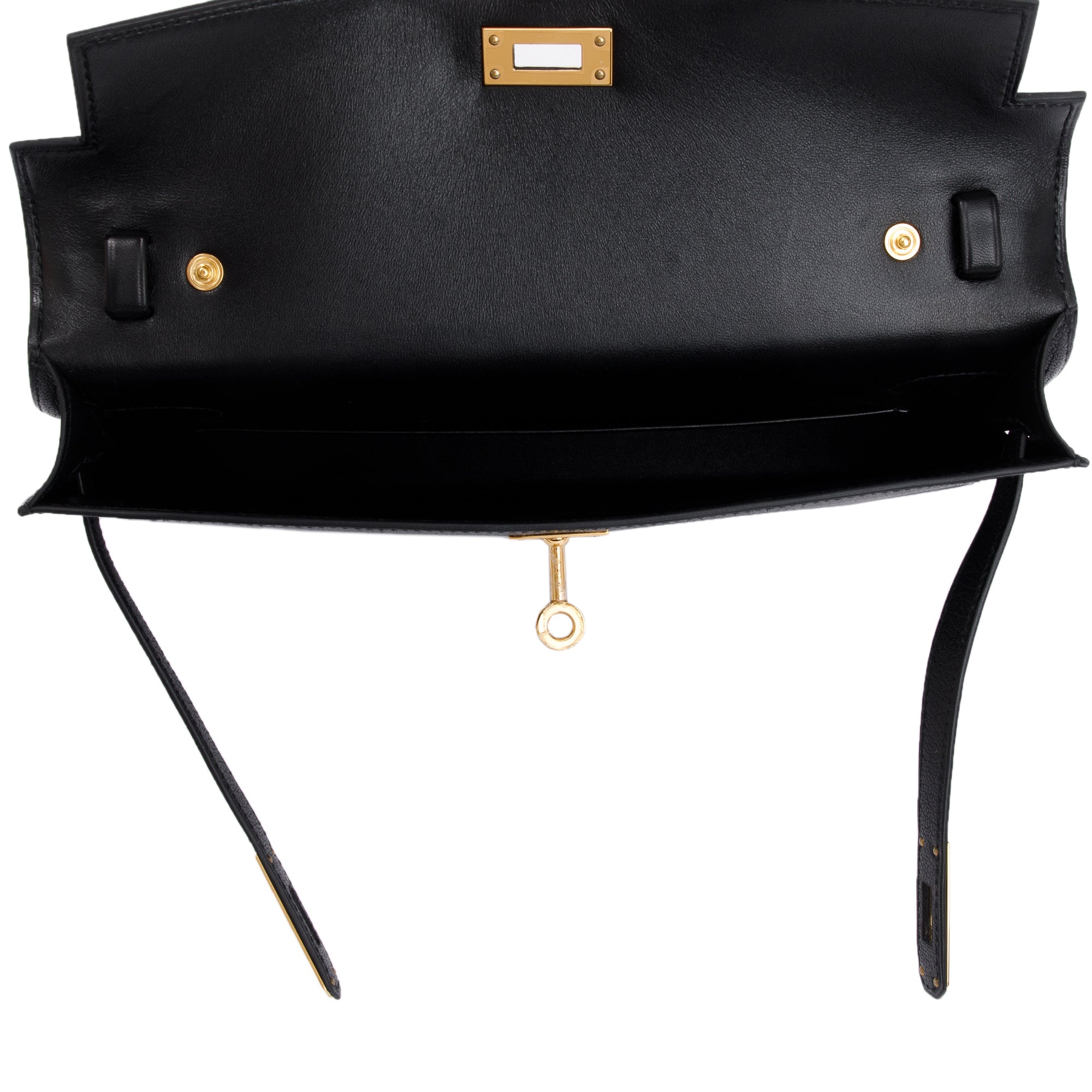 Hermes 2023 Noir Chevre Chamkila Leather Kelly Elan w/ Strap & Box