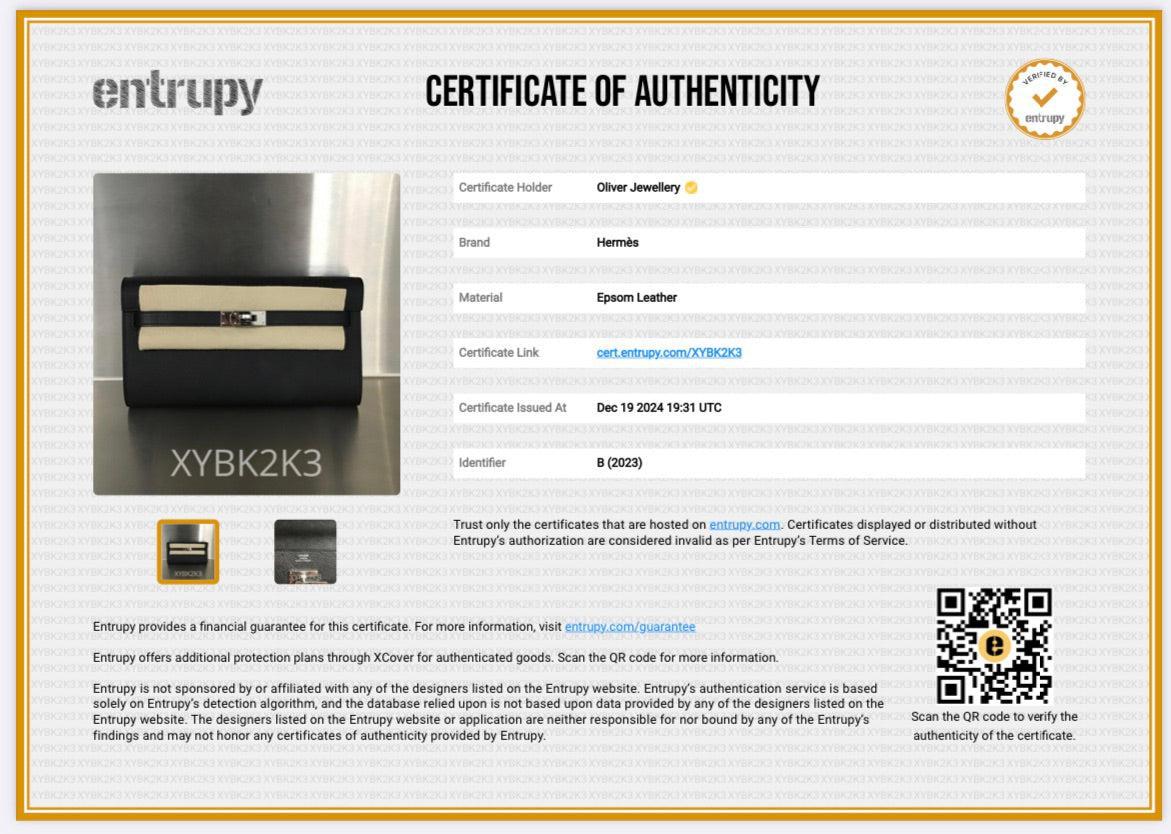 Hermes 2023 Noir Epsom Leather Kelly Wallet To Go w/ Box & Strap