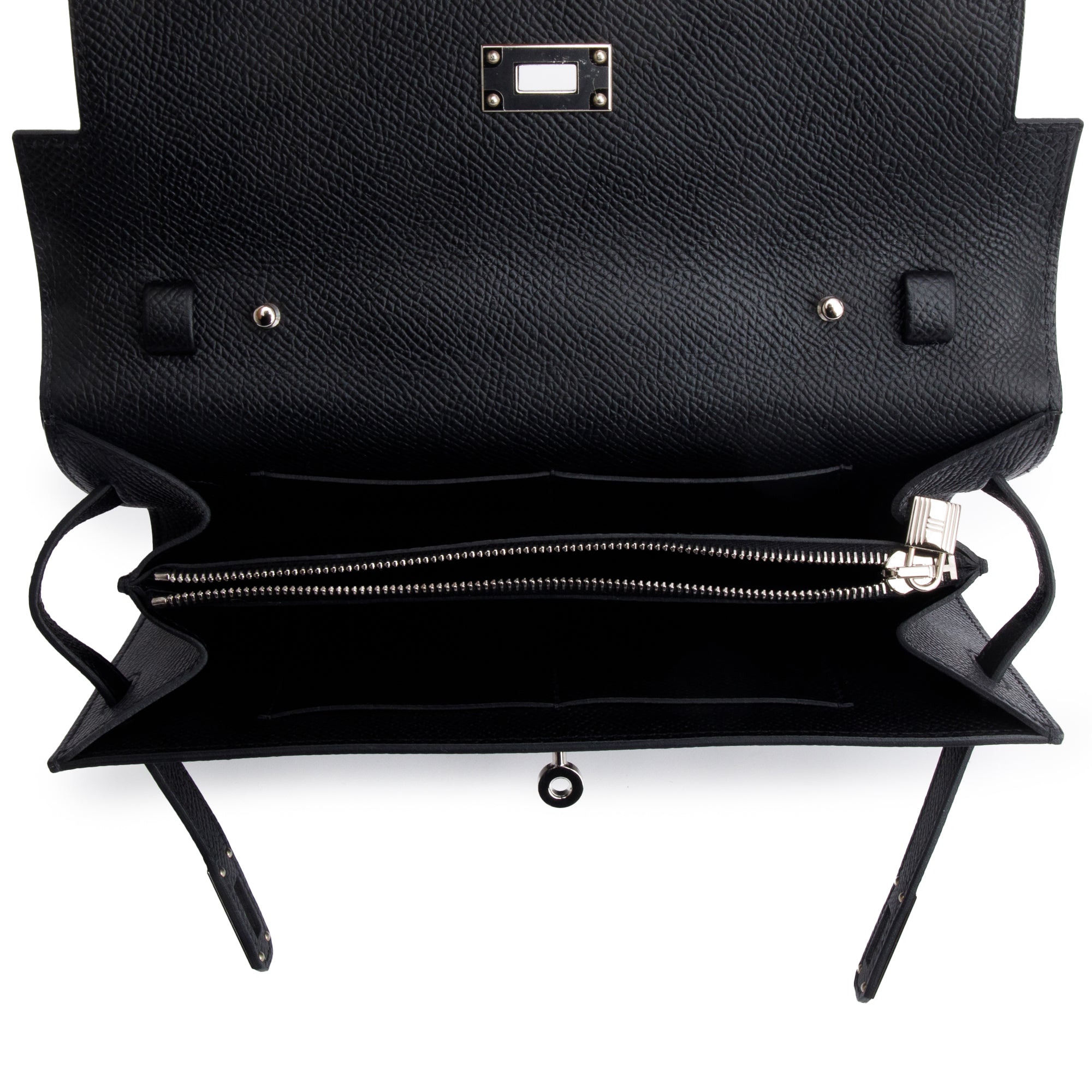 Hermes 2023 Noir Epsom Leather Kelly Wallet To Go w/ Box & Strap