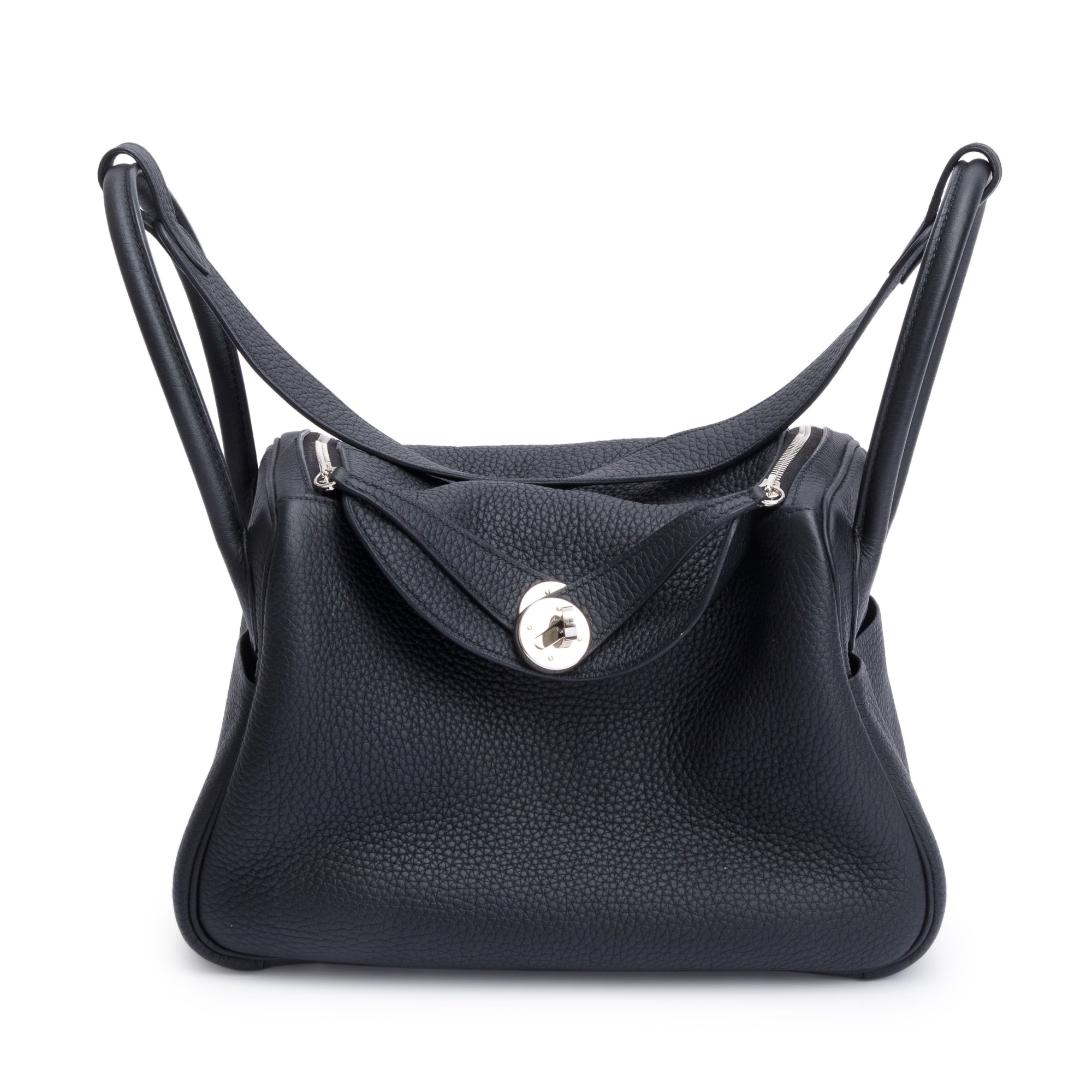 Hermes 2023 Noir Taurillon Clemence Leather Lindy 26