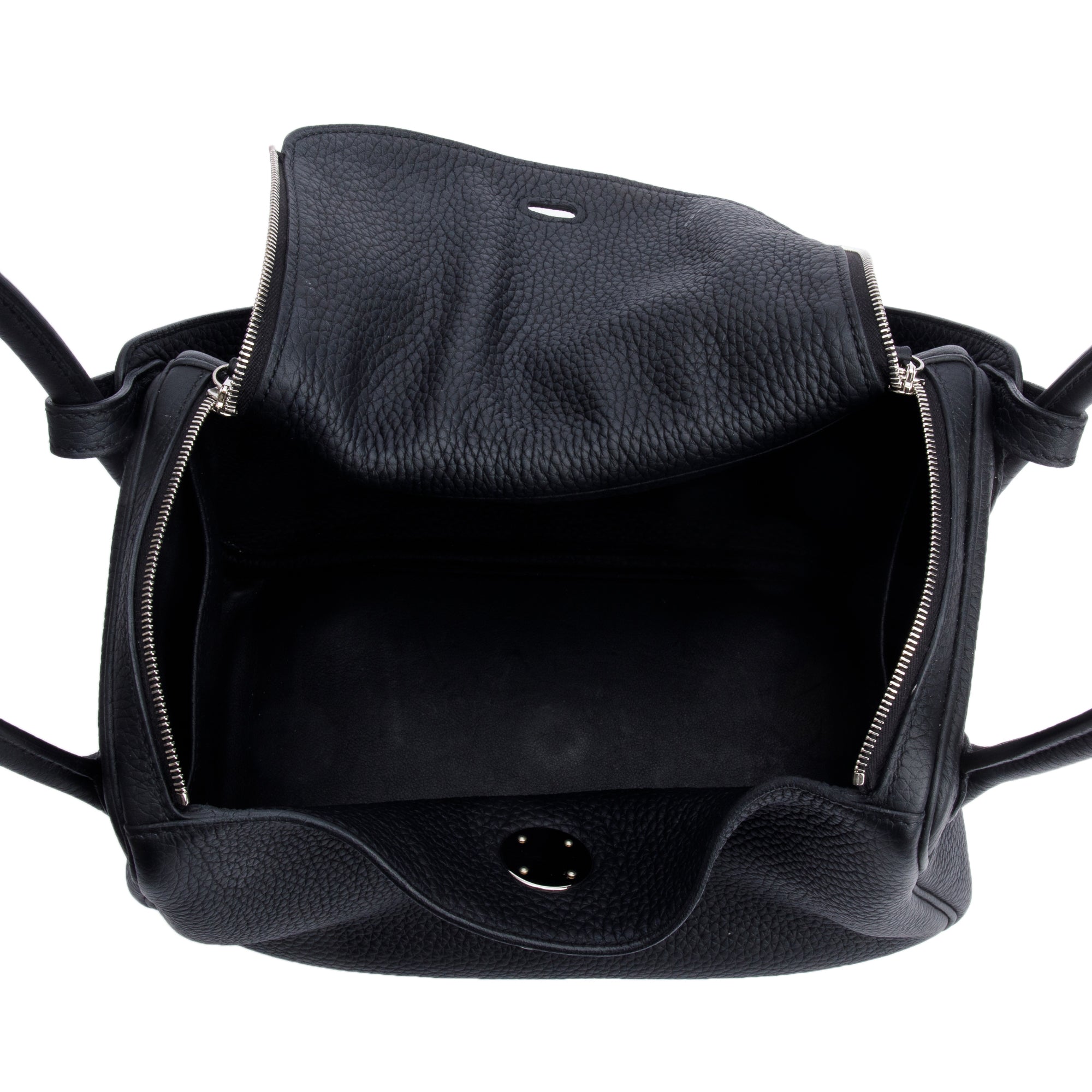 Hermes 2023 Noir Taurillon Clemence Leather Lindy 26