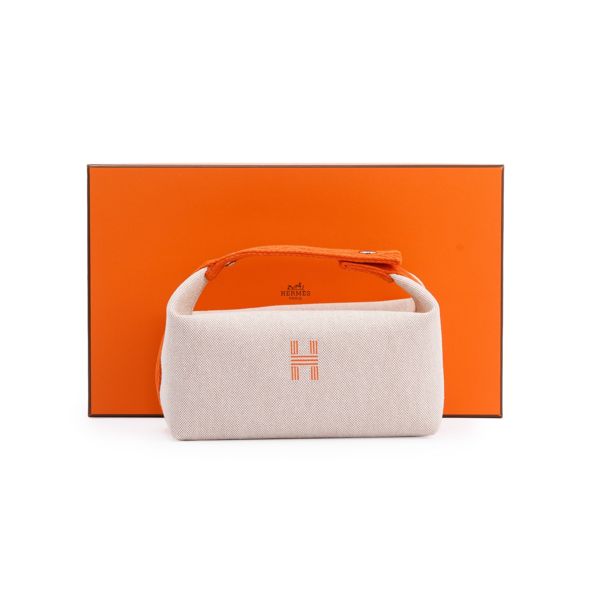 Hermes 2023 Small Beige/Orange Toile Bride-A-Brac Case w/ Box & Receipt