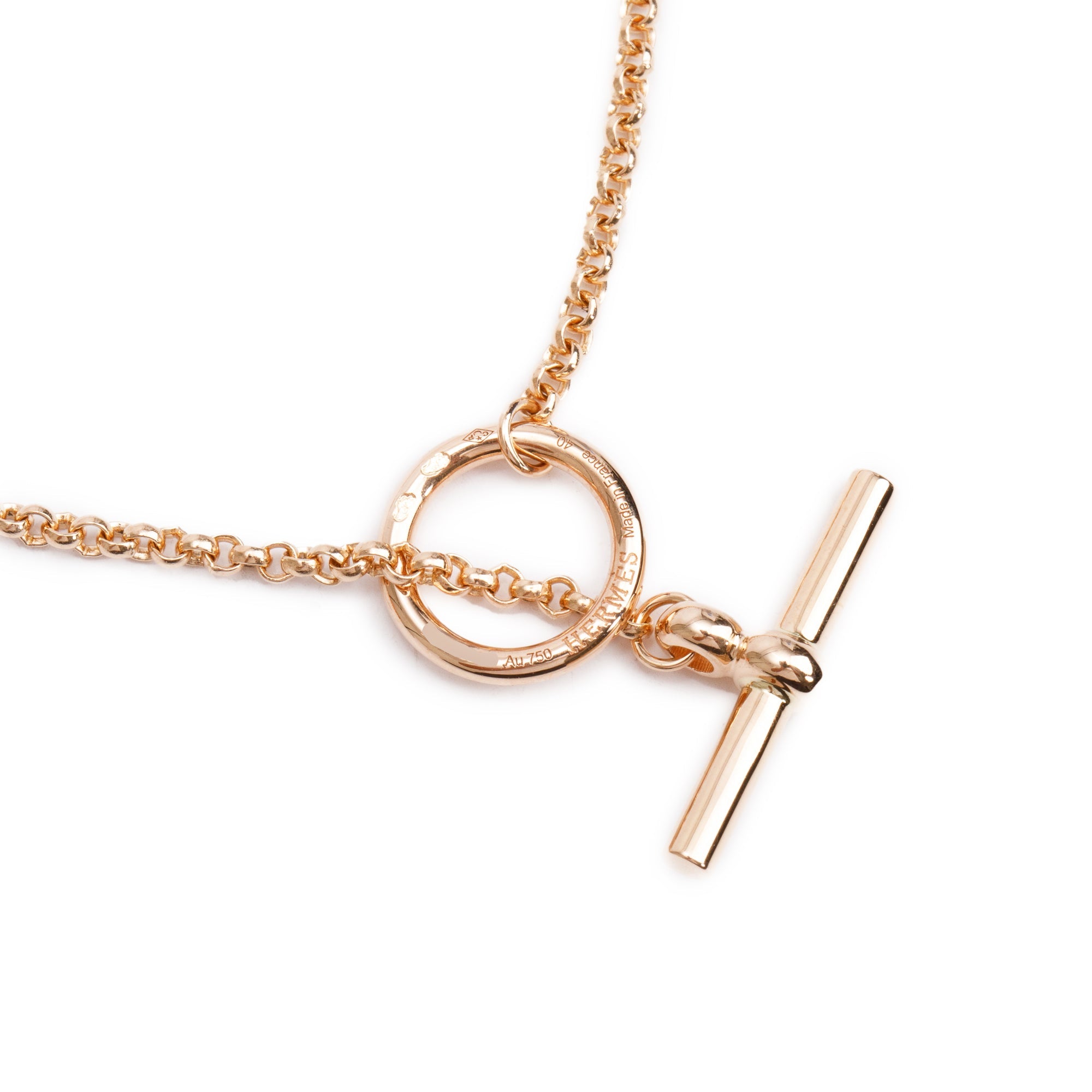 Hermes 2024 18k Rose Gold Diamond Clou D'H Pendant Necklace w/ Box & Receipt